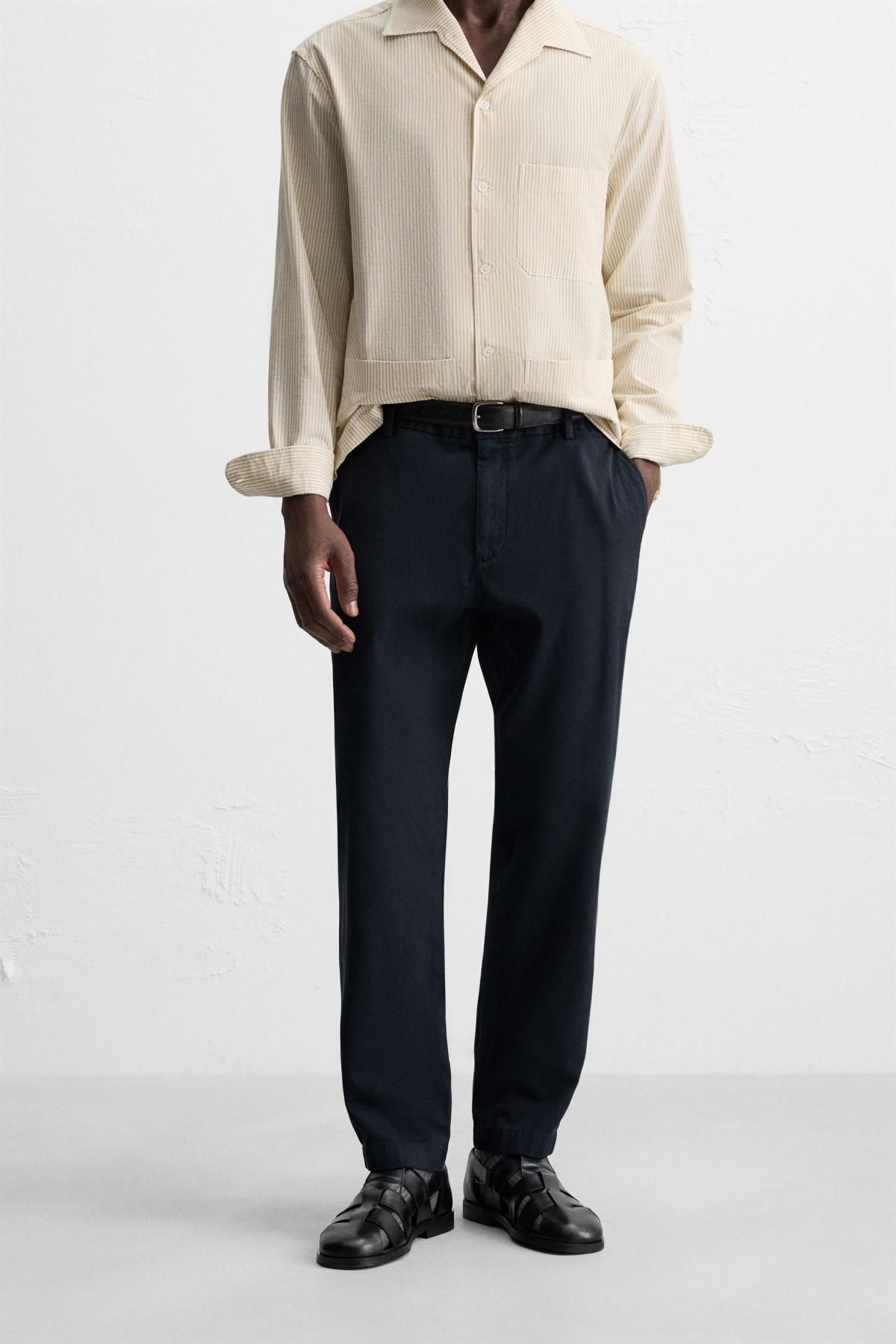자라 트윌 코튼 레귤러핏 치노 슬랙스 팬츠 6786/186 NAVY BLUE - 메인 이미지