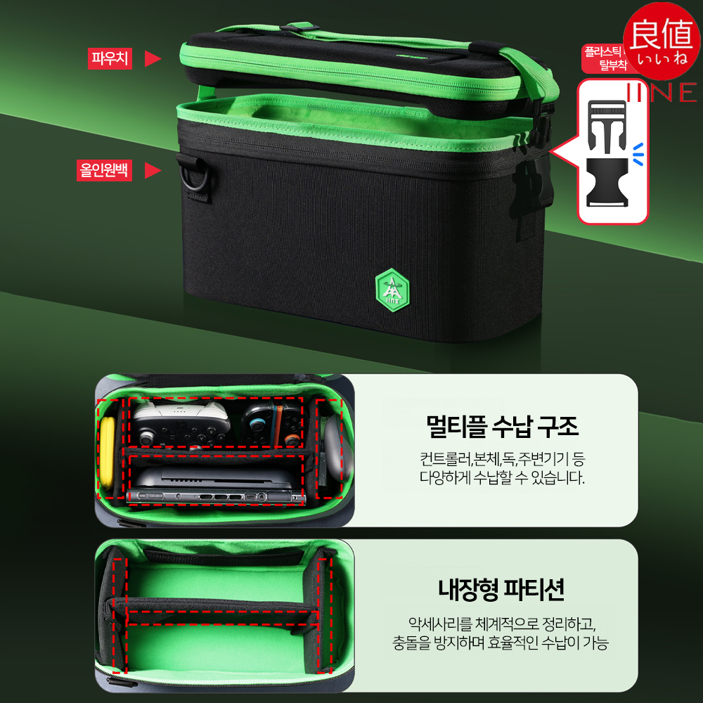 닌텐도 스위치2 케이스 파우치 ZA테마 2in1 스플릿 올인원 수납 가방 이이네  - 상세 이미지 4