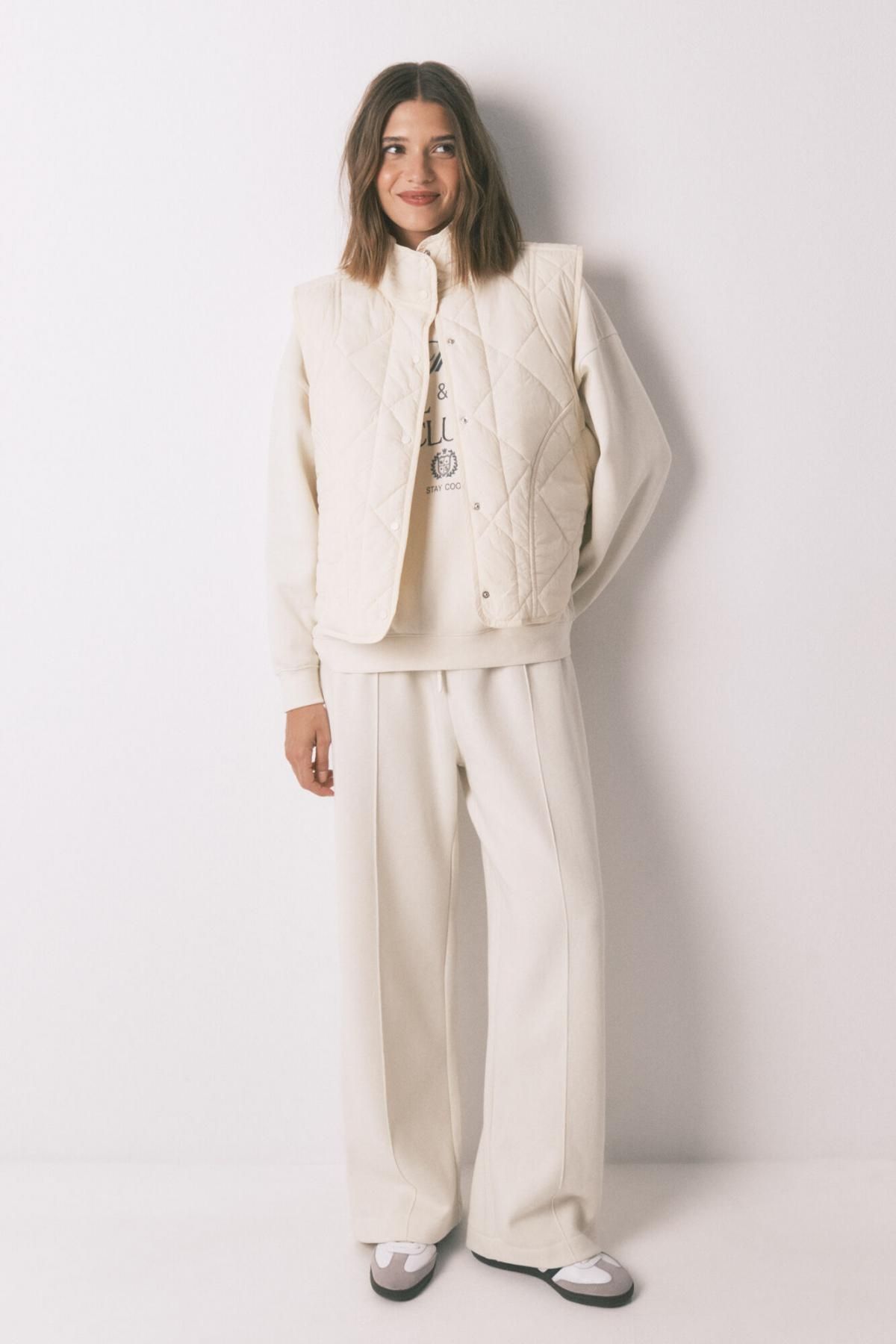 우먼시크릿 슈퍼소프트 와이드핏 밴딩 팬츠 화이트 3702260 MARFIL - 상세 이미지 4