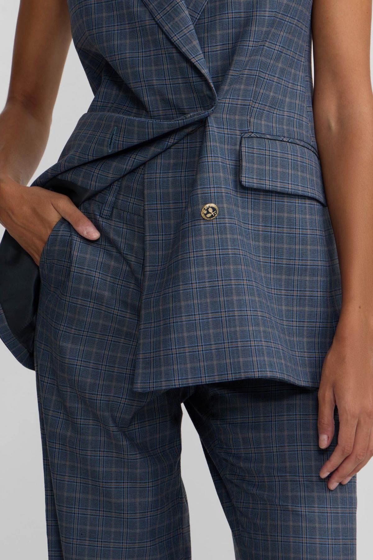 실본 클래식 체크 블루 슬랙스 팬츠 3722207 AZUL OSCURO - 상세 이미지 3