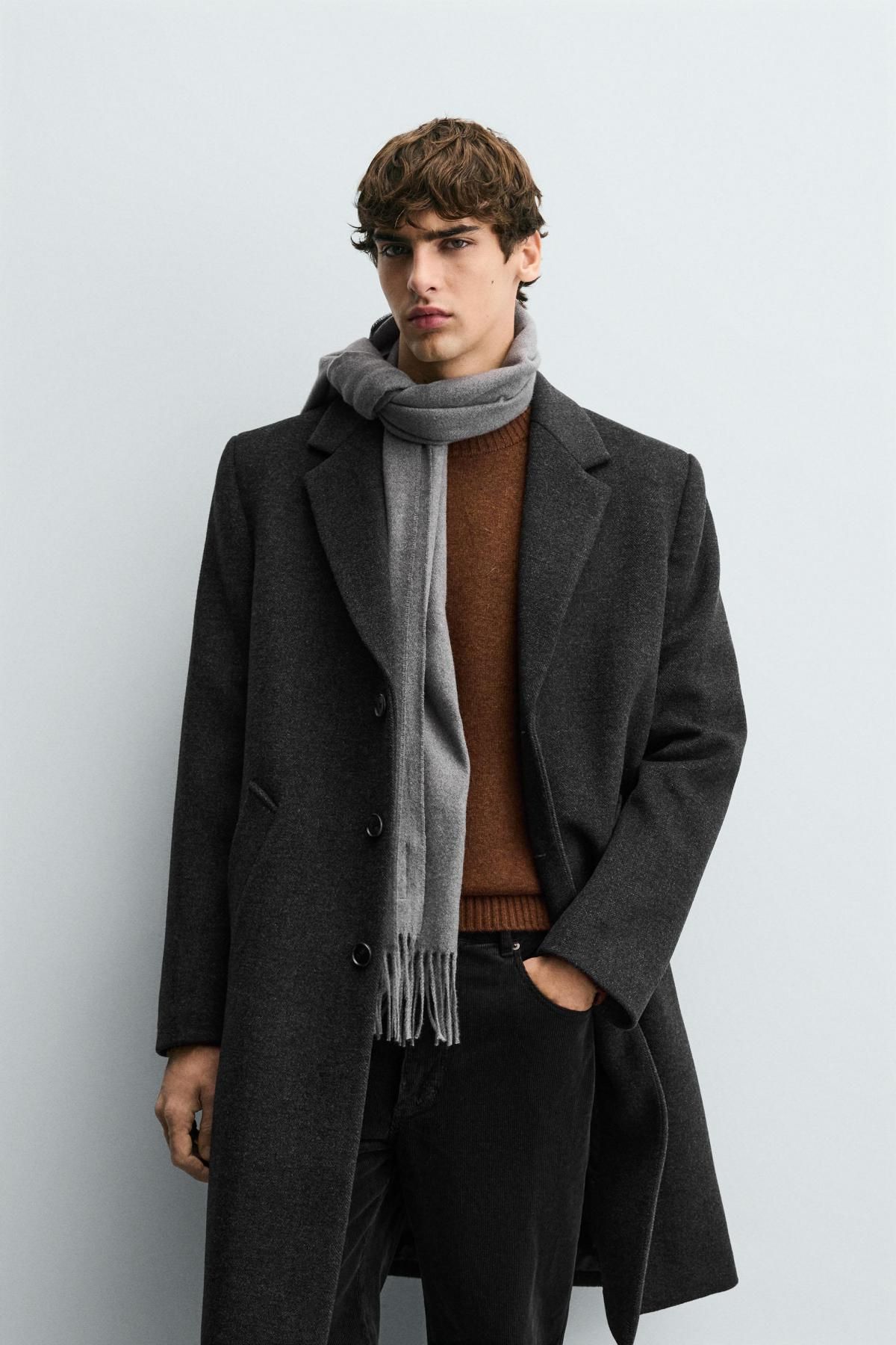 자라 울 캐시미어 싱글 코트 레귤러핏 2949/310 ANTHRACITE GREY - 상세 이미지 3
