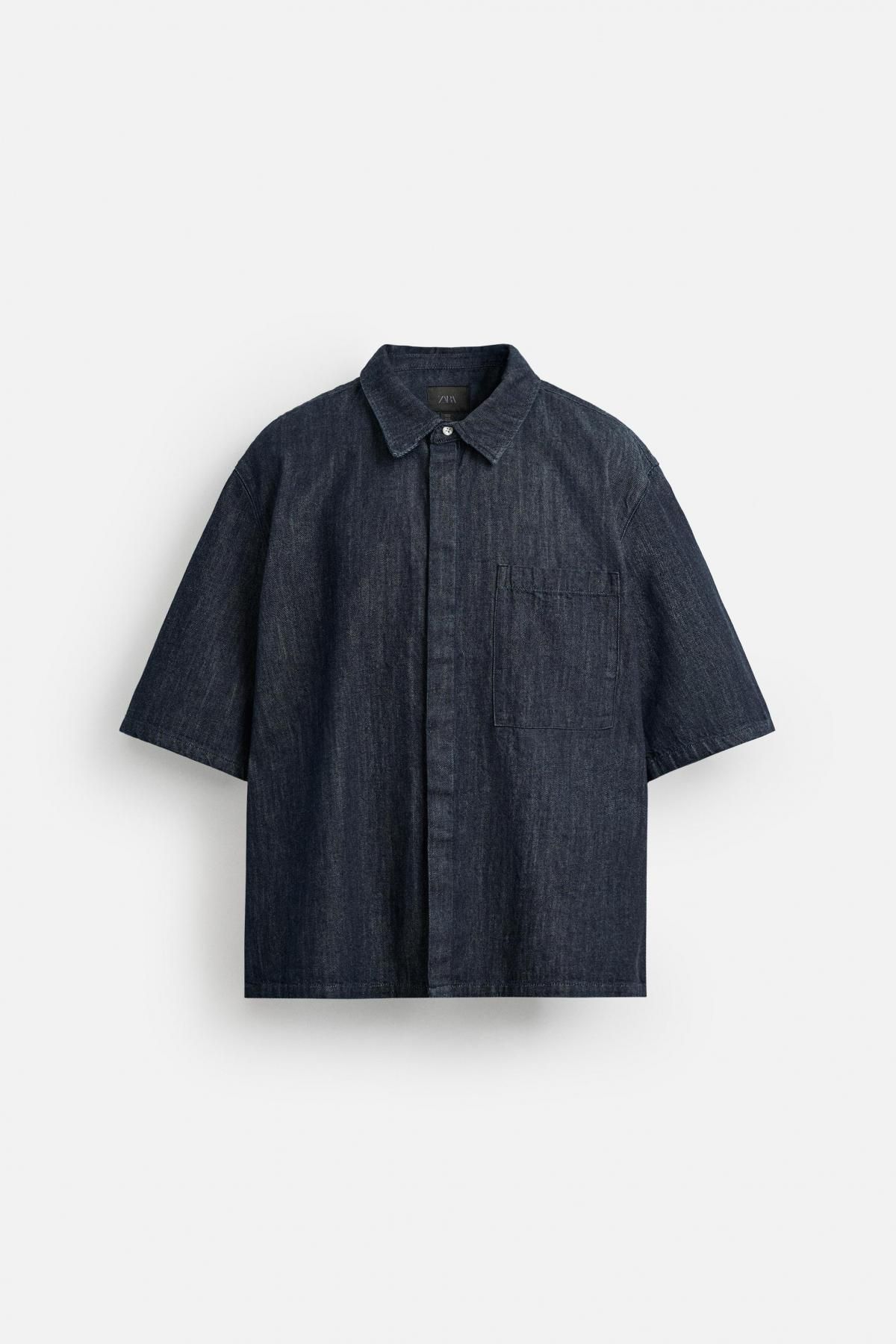 자라 데님 릴랙스핏 반팔 셔츠 1820/320 INDIGO - 메인 이미지