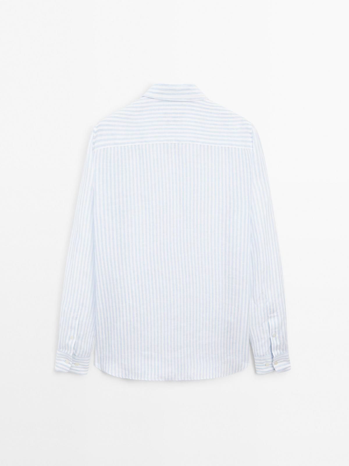 마시모두띠 스트라이프 린넨 슬림핏 긴팔셔츠 1801/272 WHITE - 상세 이미지 3