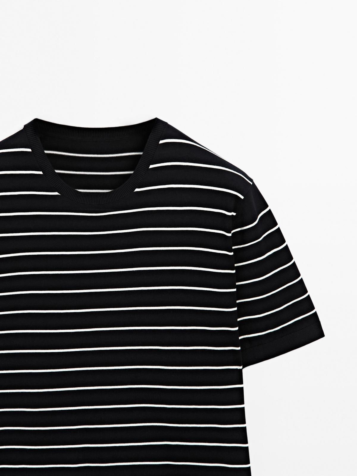마시모두띠 스트라이프 100 코튼 반팔 티셔츠 1032/201 NAVY BLUE - 상세 이미지 5