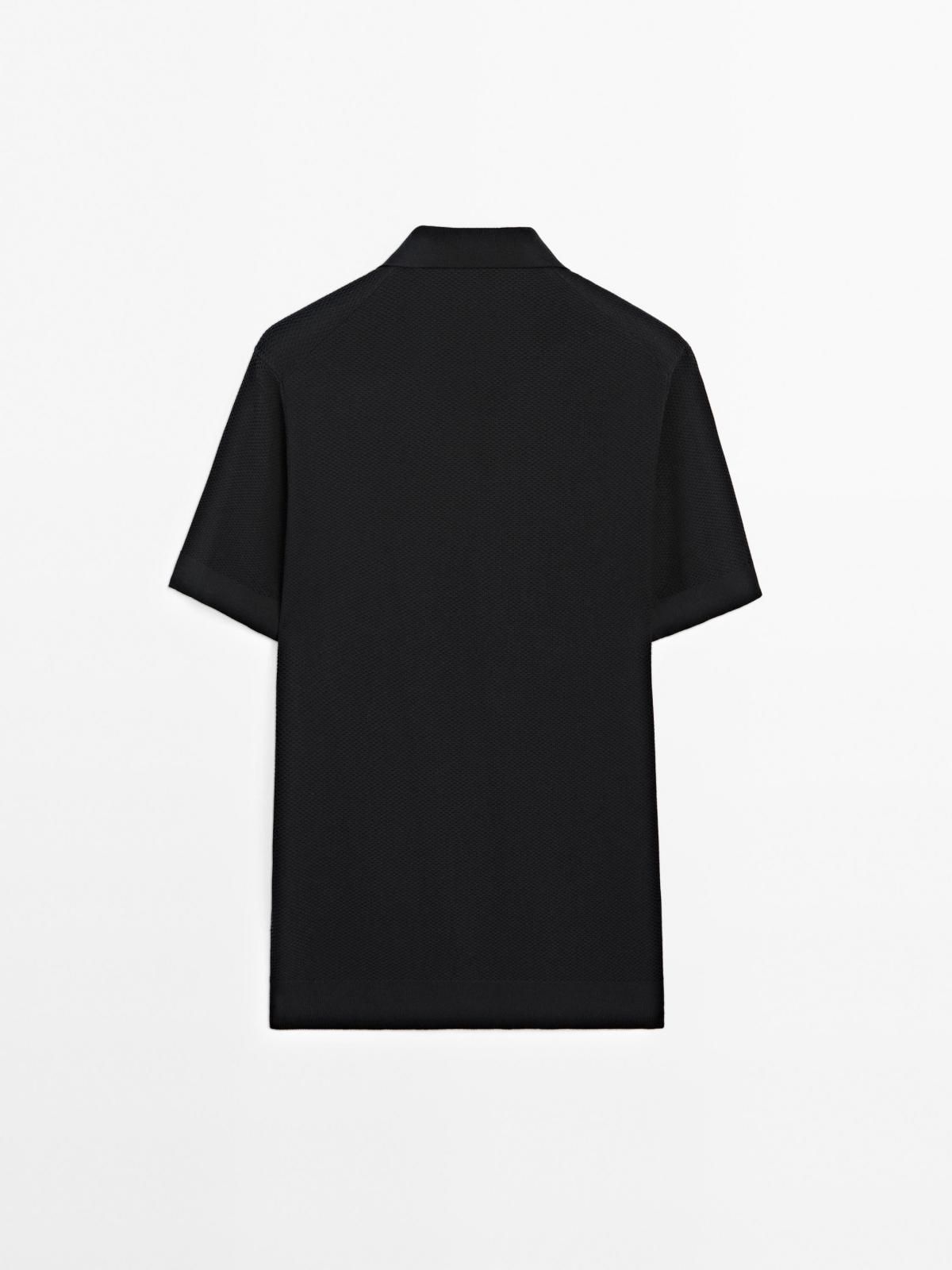 마시모두띠 텍스처드 브이넥 코튼 니트 반팔 폴로셔츠 0910/201 NAVY BLUE - 상세 이미지 5