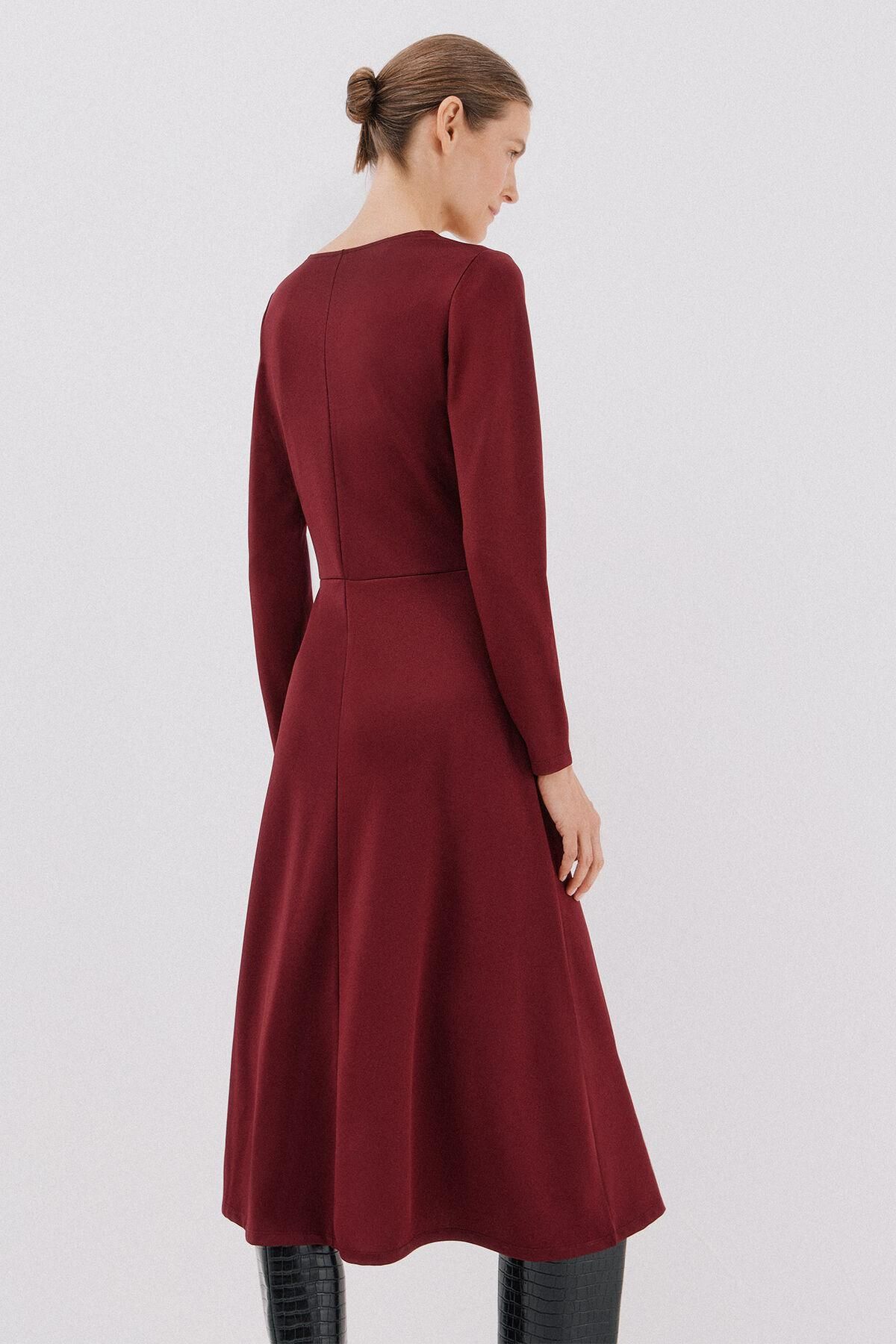 꼬르떼피엘 브이넥 벨티드 미디 원피스 5202680 VINO - 상세 이미지 4