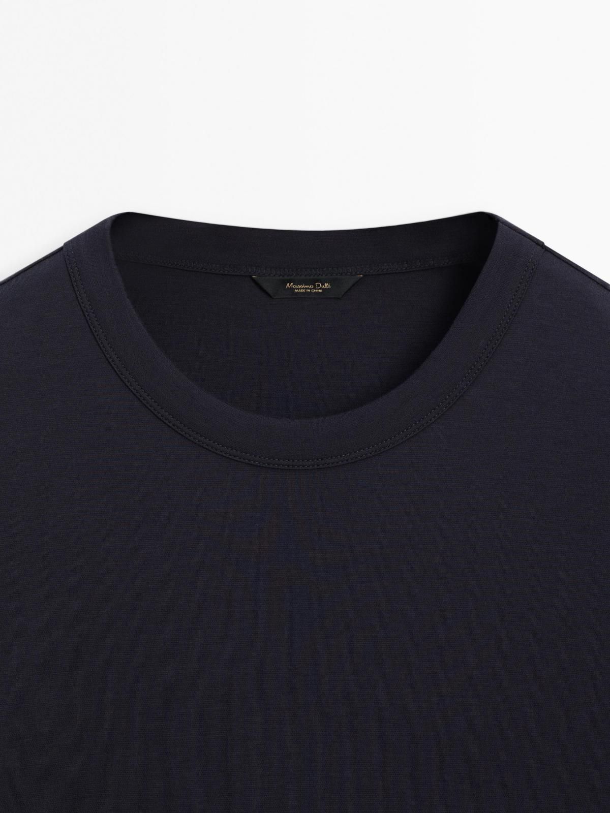 마시모두띠 미니멀 슬림핏 코튼블렌드 반팔 티셔츠 1414/207 NAVY BLUE - 상세 이미지 4