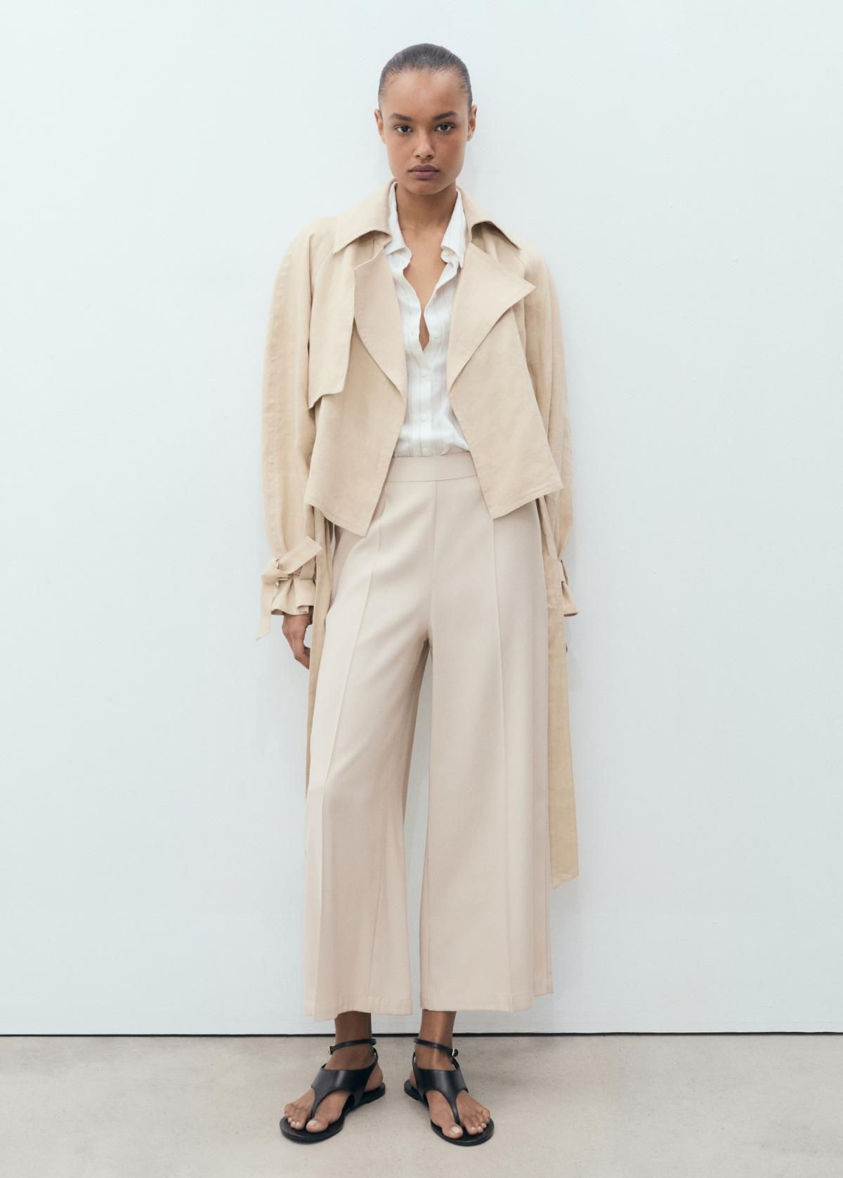 망고 크롭 와이드 팔라조 팬츠 베이지 17091129 BEIGE - 상세 이미지 2