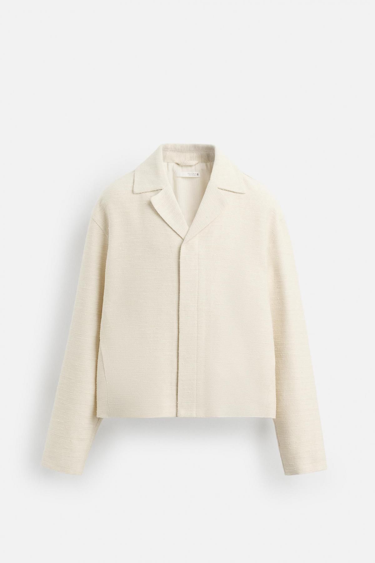자라 아이보리 테크니컬 텍스처 오버핏 오버셔츠 6861/124 BEIGE - 메인 이미지