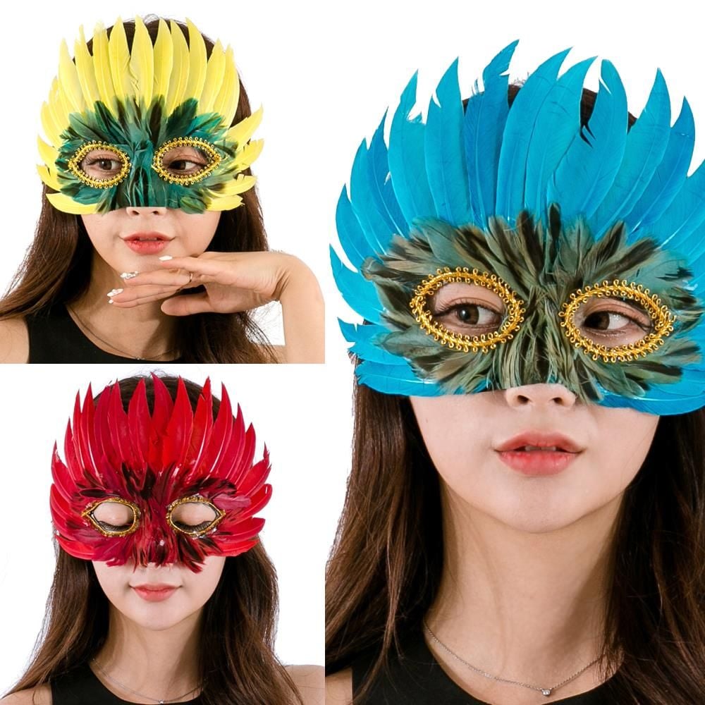 행사 용품 깃털 마스크 밴드가면 레드 - 상품 이미지