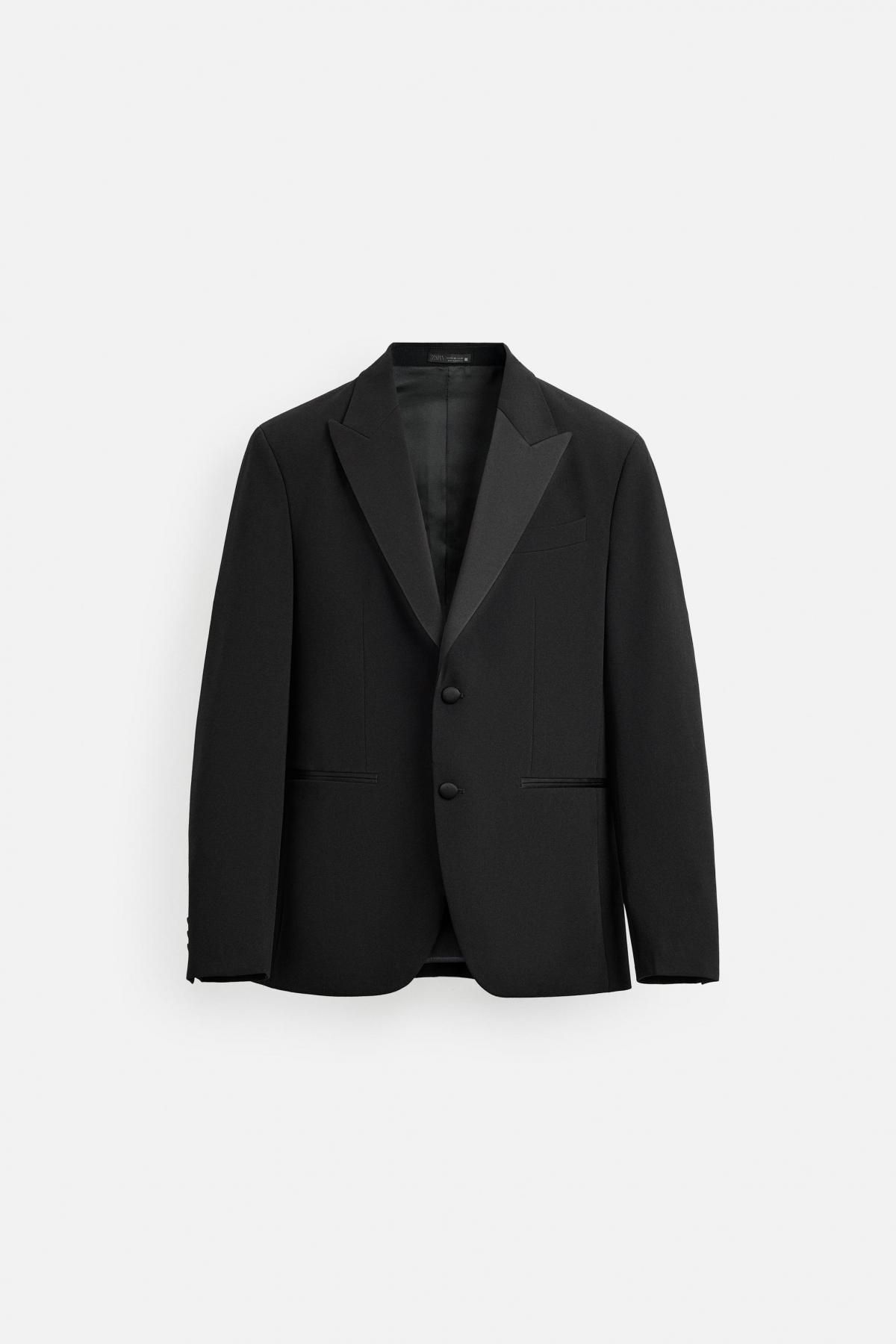 자라 슬림핏 테크니컬 울블렌드 디너 블레이저 4651/350 BLACK - 메인 이미지