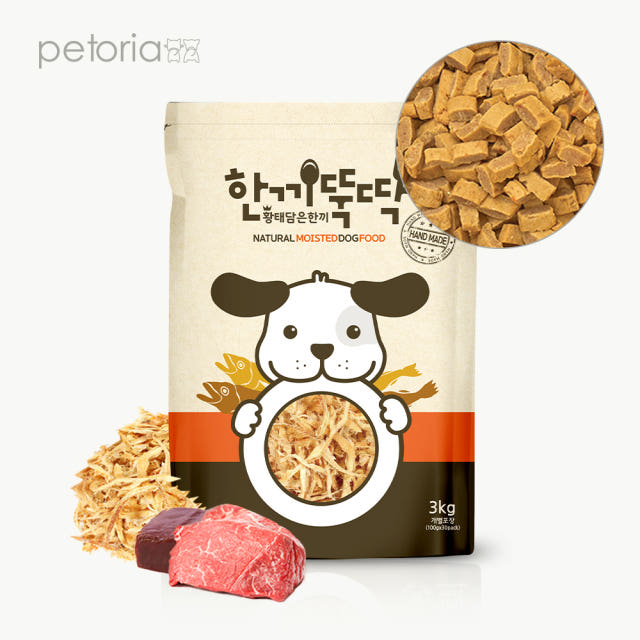 펫토리아 한끼뚝딱 말랑말랑 소프트 강아지 사료 황태+소고기, 3kg