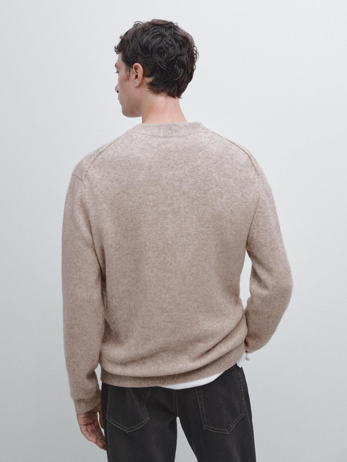마시모두띠 울블렌드 라운드 니트 남성 베이직 스웨터 1085/233 SAND BROWN - 상세 이미지 4