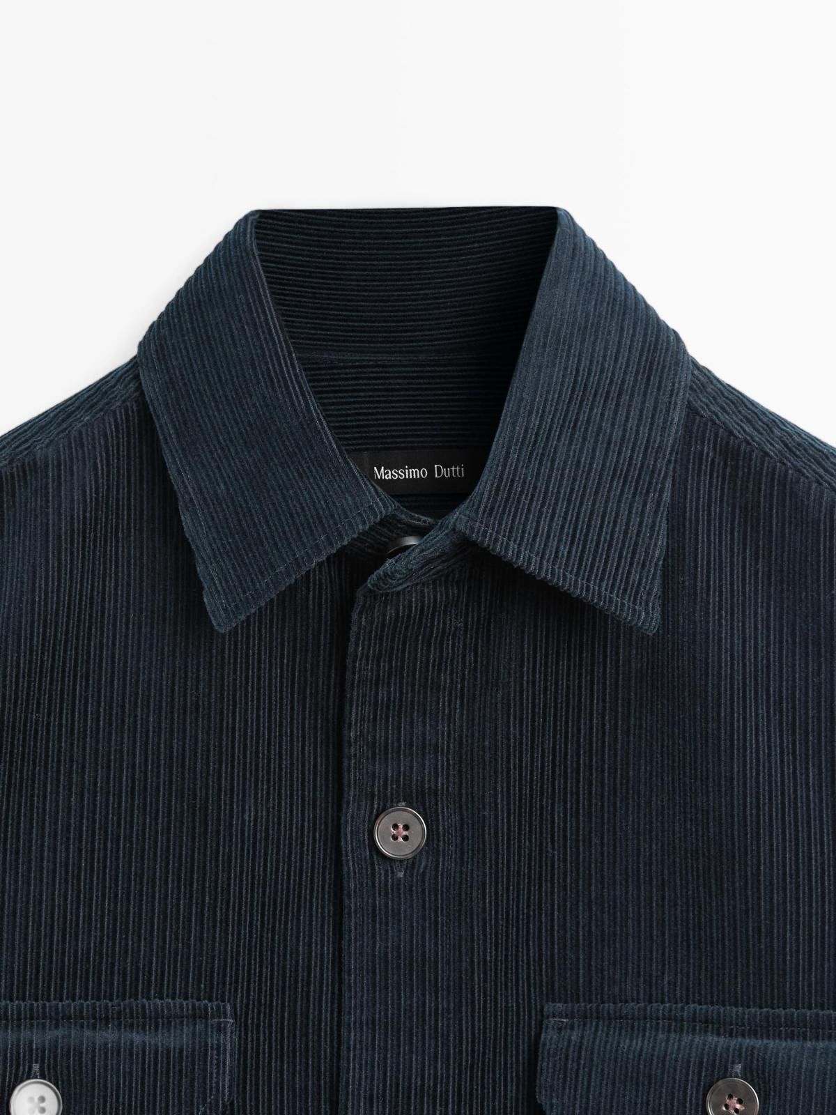 마시모두띠 코듀로이 포켓 오버셔츠 남성 긴팔 캐주얼 1722/287 NAVY BLUE - 상세 이미지 4