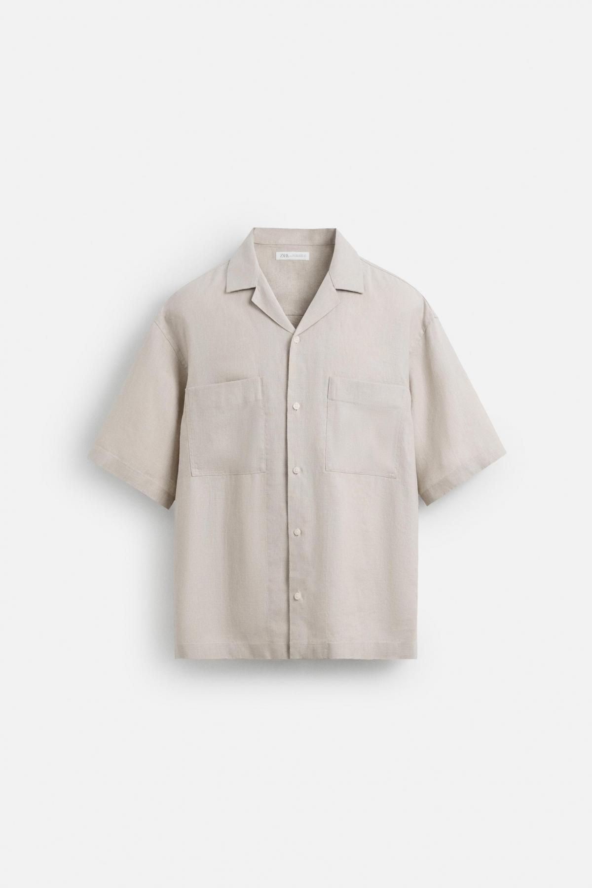 자라 100 리넨 셔츠 1618/306 BEIGE - 메인 이미지