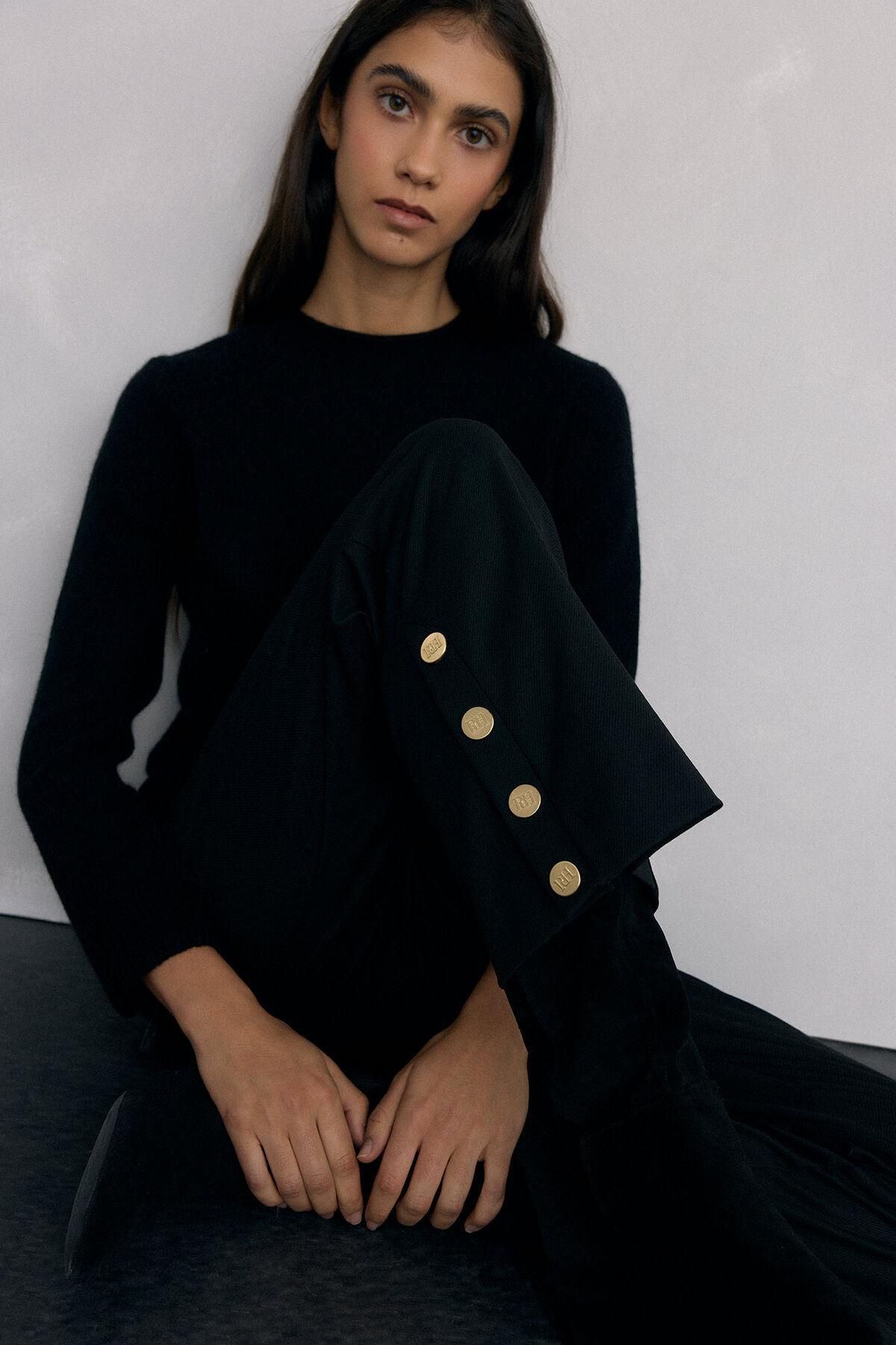 페드로 델 이에로 트렌디 버튼 디테일 플레어 팬츠 7602534 NEGRO - 상세 이미지 2