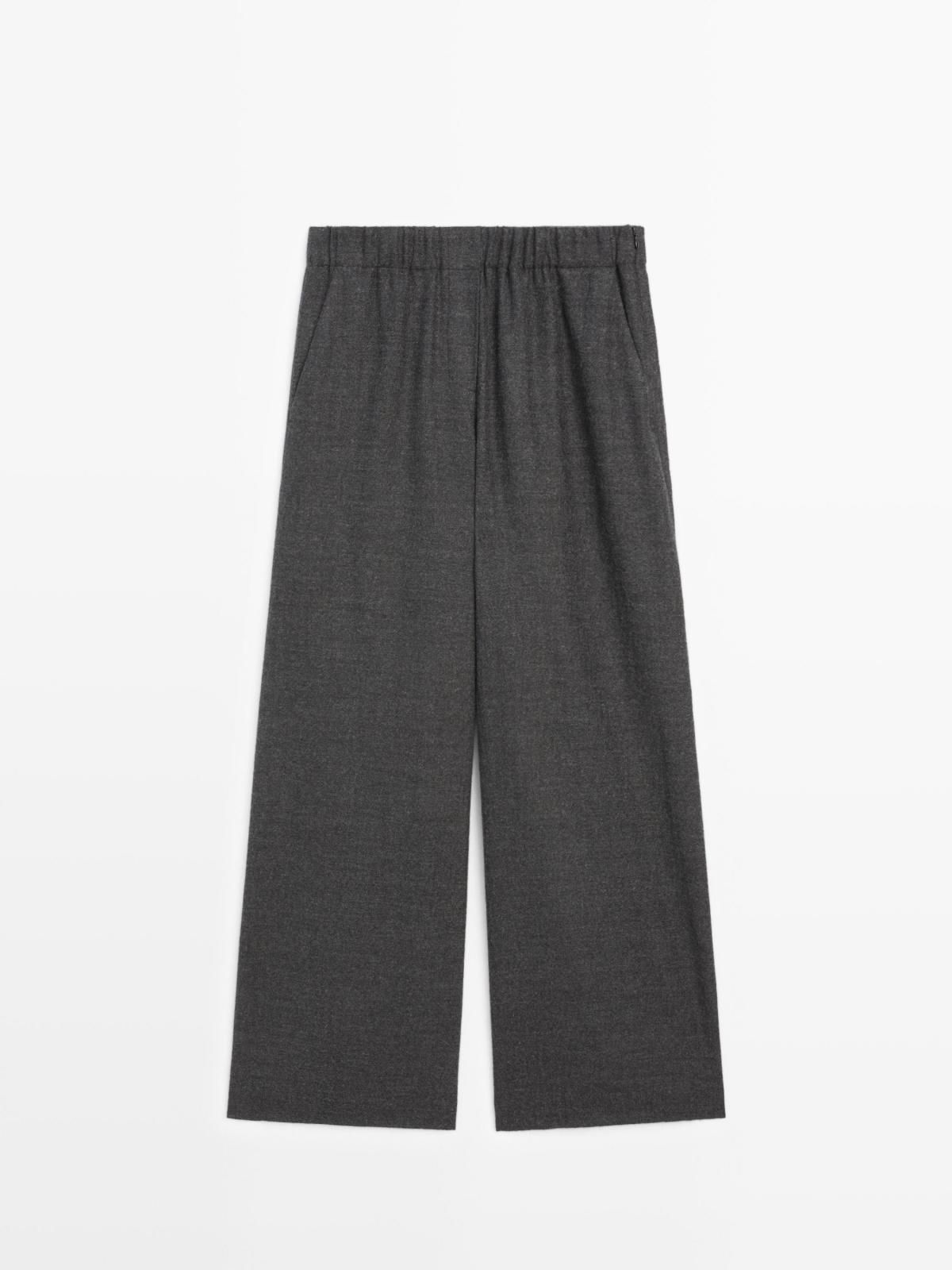 마시모두띠 테크니컬 울 와이드 텍스처 팬츠 5056/903 DARK GREY - 상품 이미지