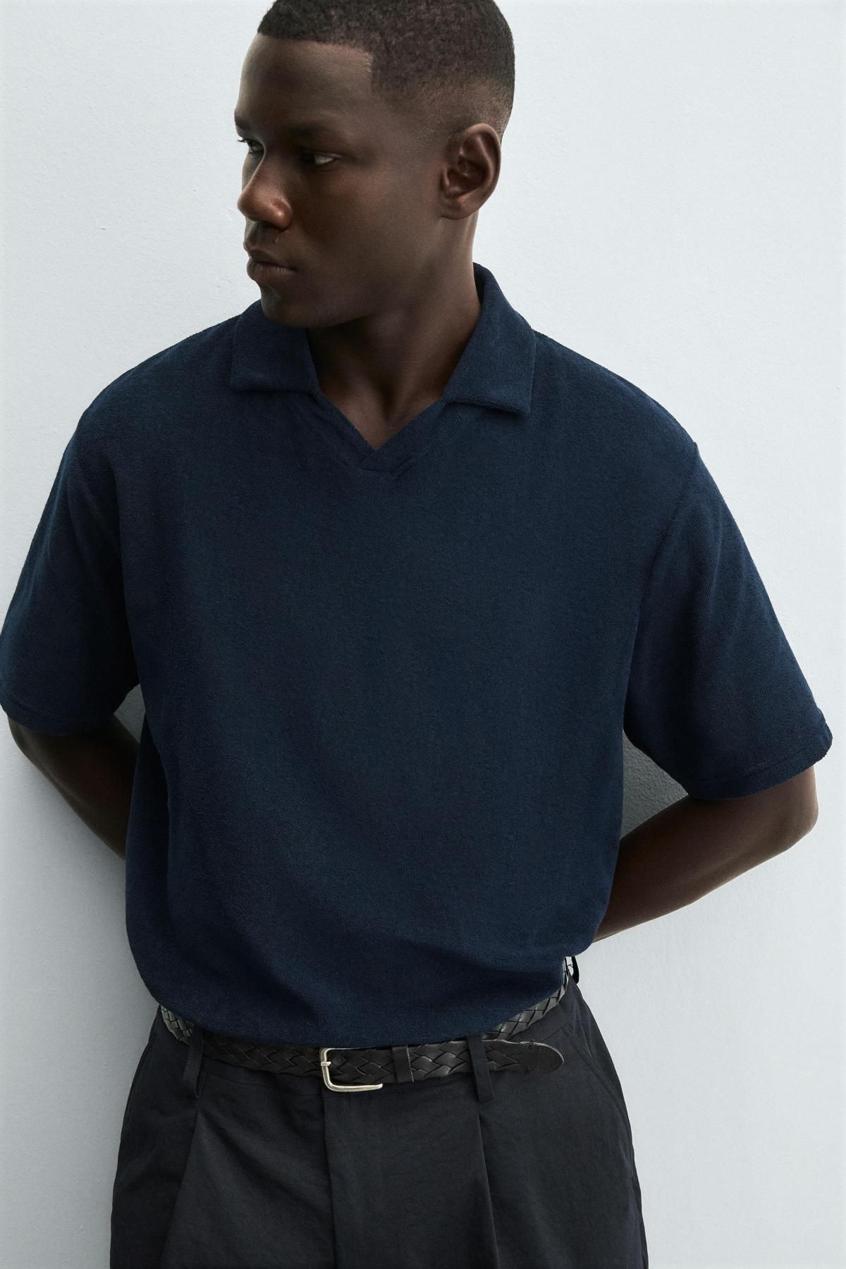 자라 테리 코튼 레귤러핏 반팔 폴로셔츠 0722/313 NAVY BLUE 이미지 6