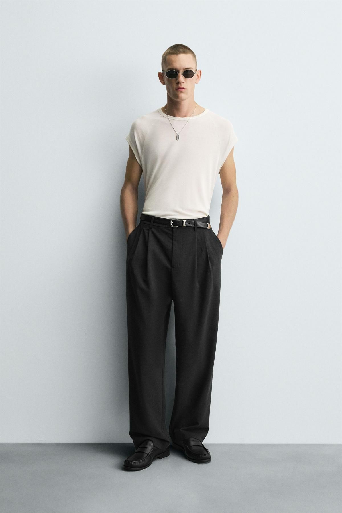 자라 테크니컬 플리츠 와이드 팬츠 5070/401 ANTHRACITE GREY - 상세 이미지 2