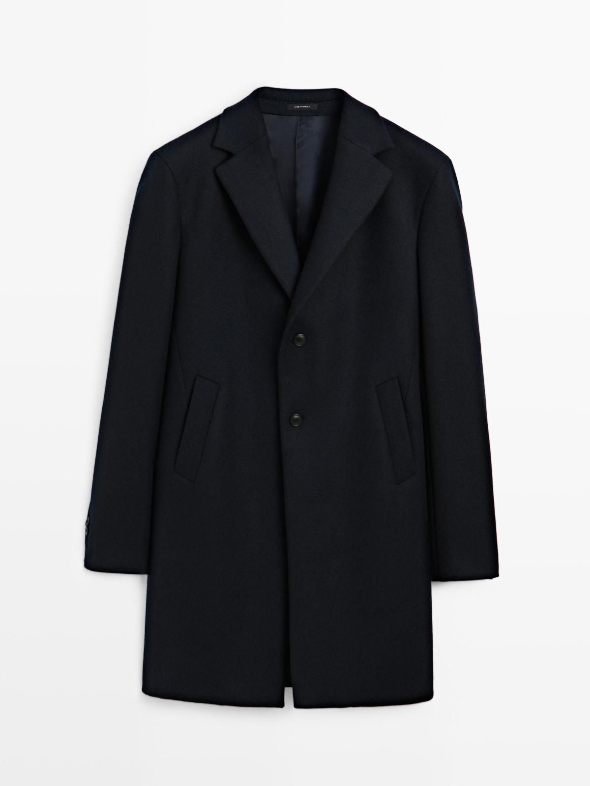 마시모두띠 프리미엄 울 라펠카라 블랙 싱글 롱코트 3544/531 NAVY BLUE - 상품 이미지