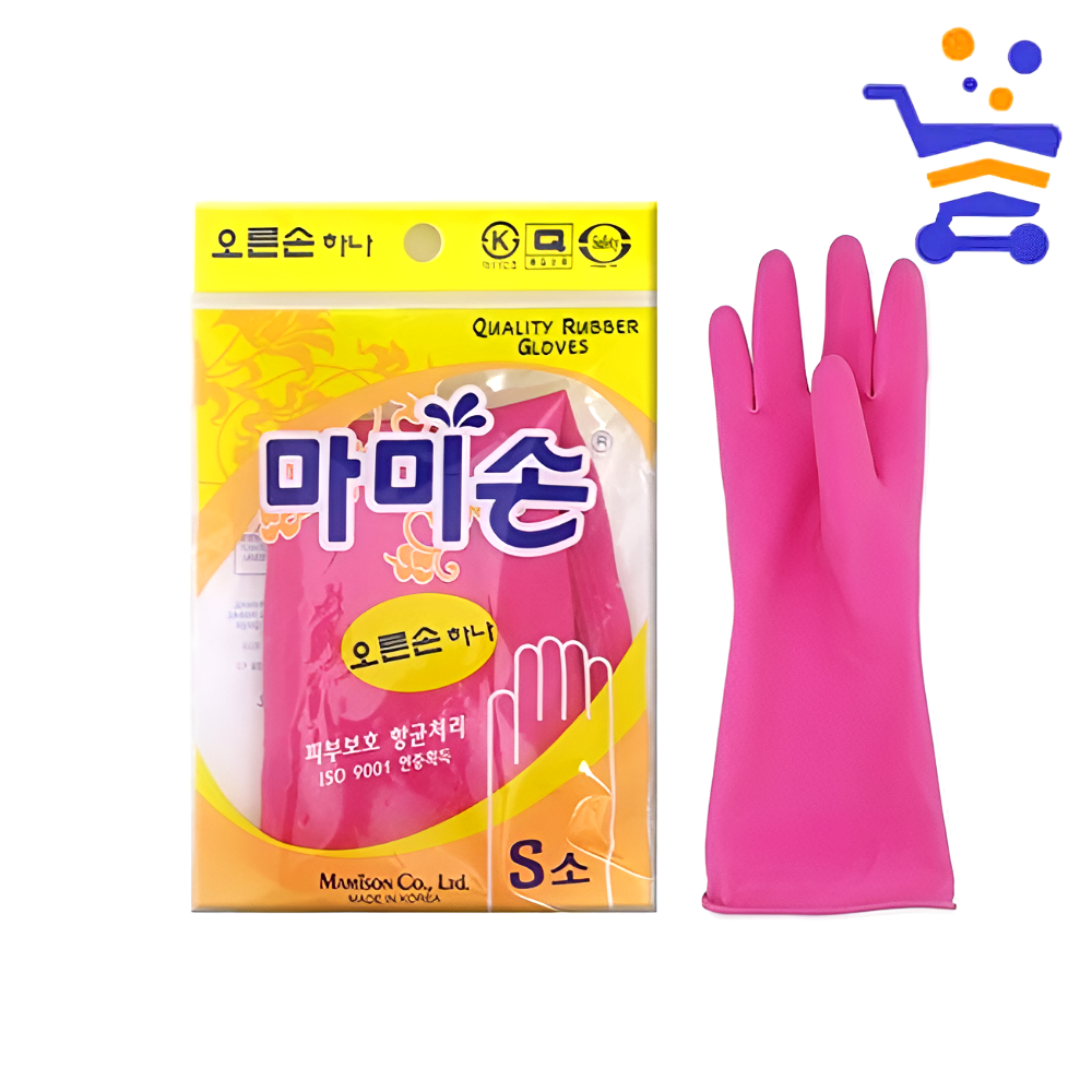 국산 마미손 오른손 고무장갑 소 주방 설거지 한손 긴 고무장갑 - 메인 이미지