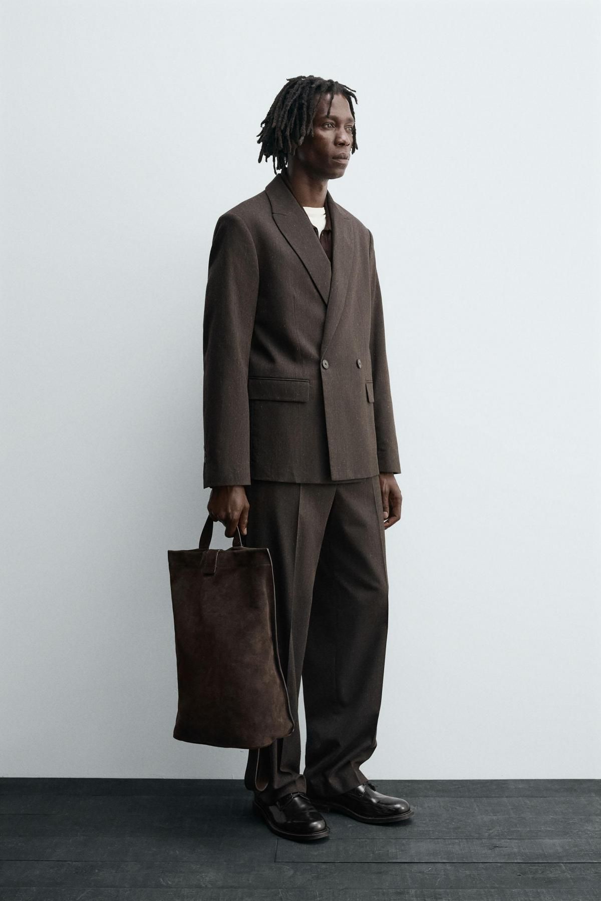 자라 울블렌드 더블브레스트 수트 블레이저 6609/634 BROWN VIGORE - 상세 이미지 5