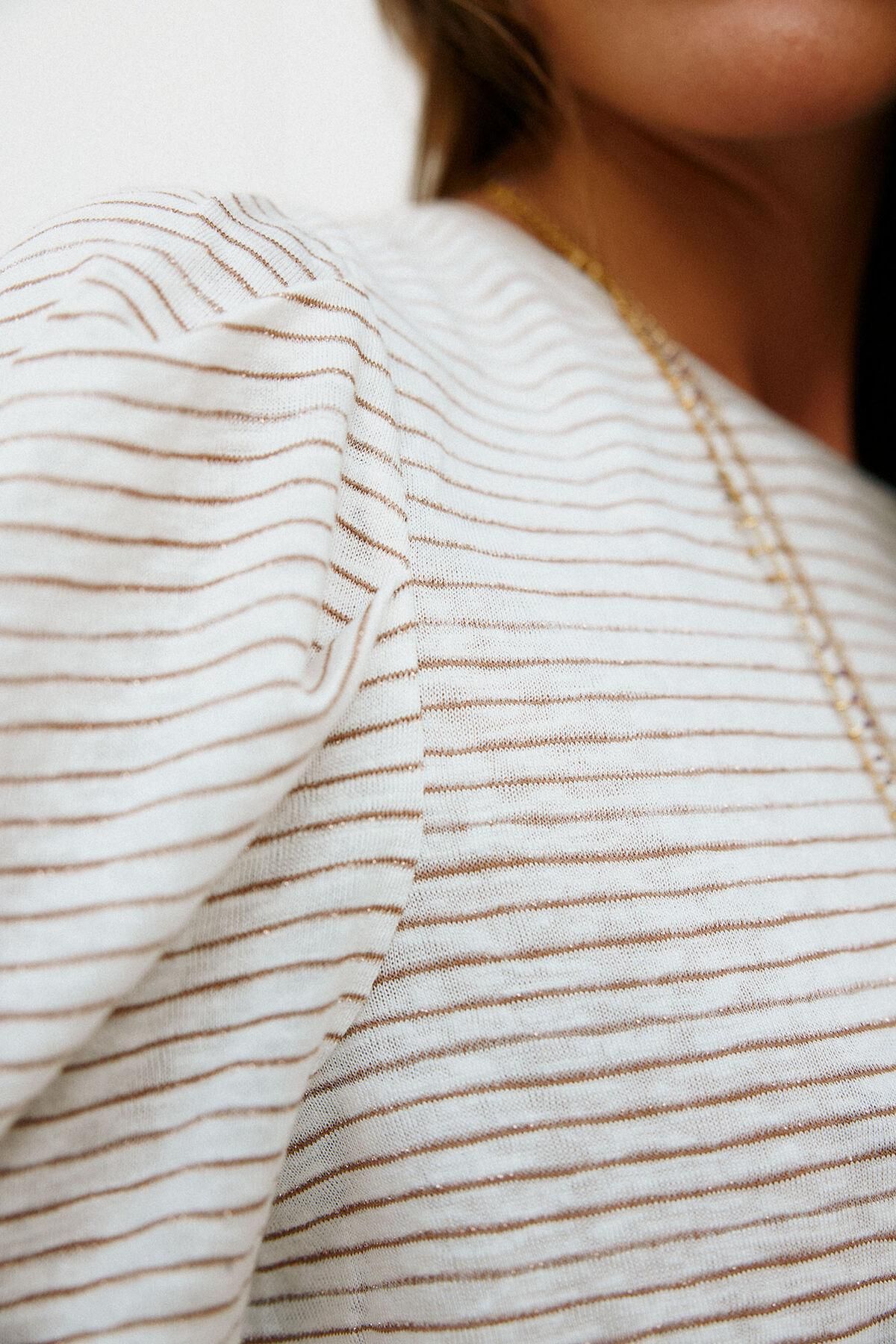 호스 인트로피아 스트라이프 라운드넥 긴팔 티셔츠 9102344 BEIGE - 상세 이미지 3