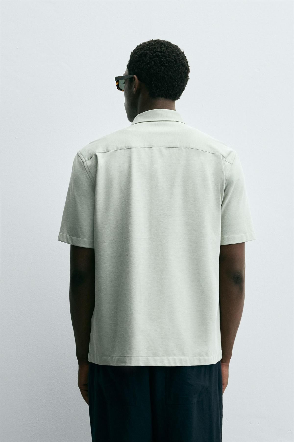 자라 테크니컬 소프트 레귤러핏 반팔 셔츠 5652/144 LIGHT GREEN - 상세 이미지 4