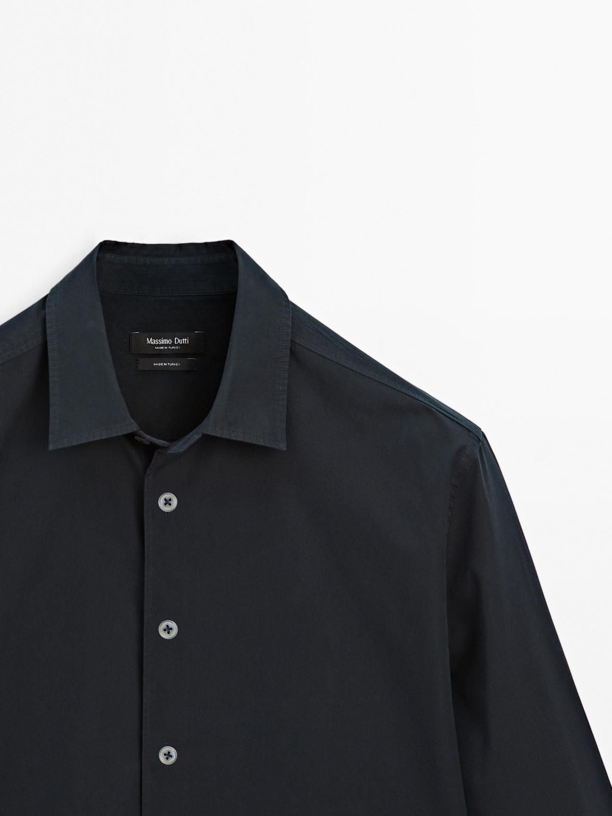 마시모두띠 미니멀 레귤러핏 코튼 실크 긴팔 셔츠 1787/411 NAVY BLUE - 상세 이미지 2