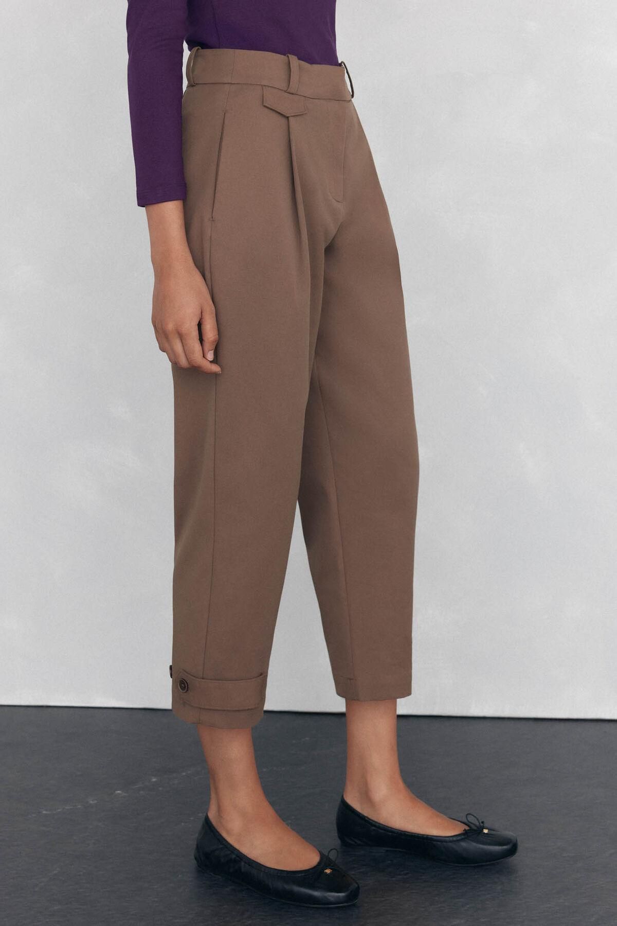 페드로 델 이에로 핀턱 미디웨이스트 슬랙스 팬츠 7602505 MARRON - 상품 이미지