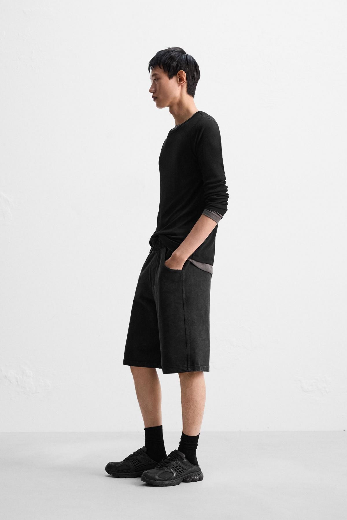 자라 베기핏 조거 밴딩 버뮤다 반바지 4729/999 DARK ANTHRACITE - 상세 이미지 5