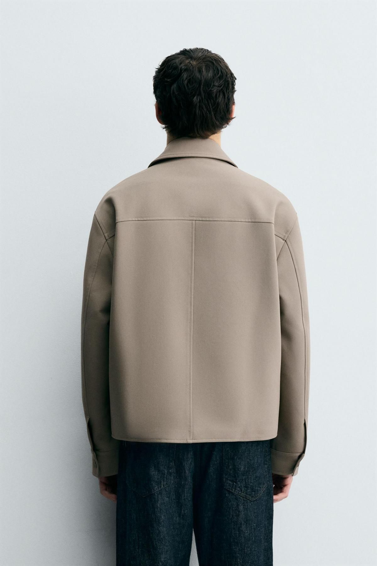 자라 미니멀 컴팩트 패브릭 박시핏 오버셔츠 6861/390 LIGHT TAN - 상세 이미지 4