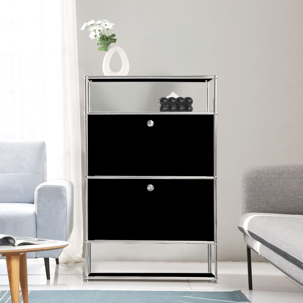 이가페 미드센츄리 모듈거실장 모노 1x4 더블플로어 수납장 770x400x1180mm, 4단, 화이트 - 상세 이미지 3
