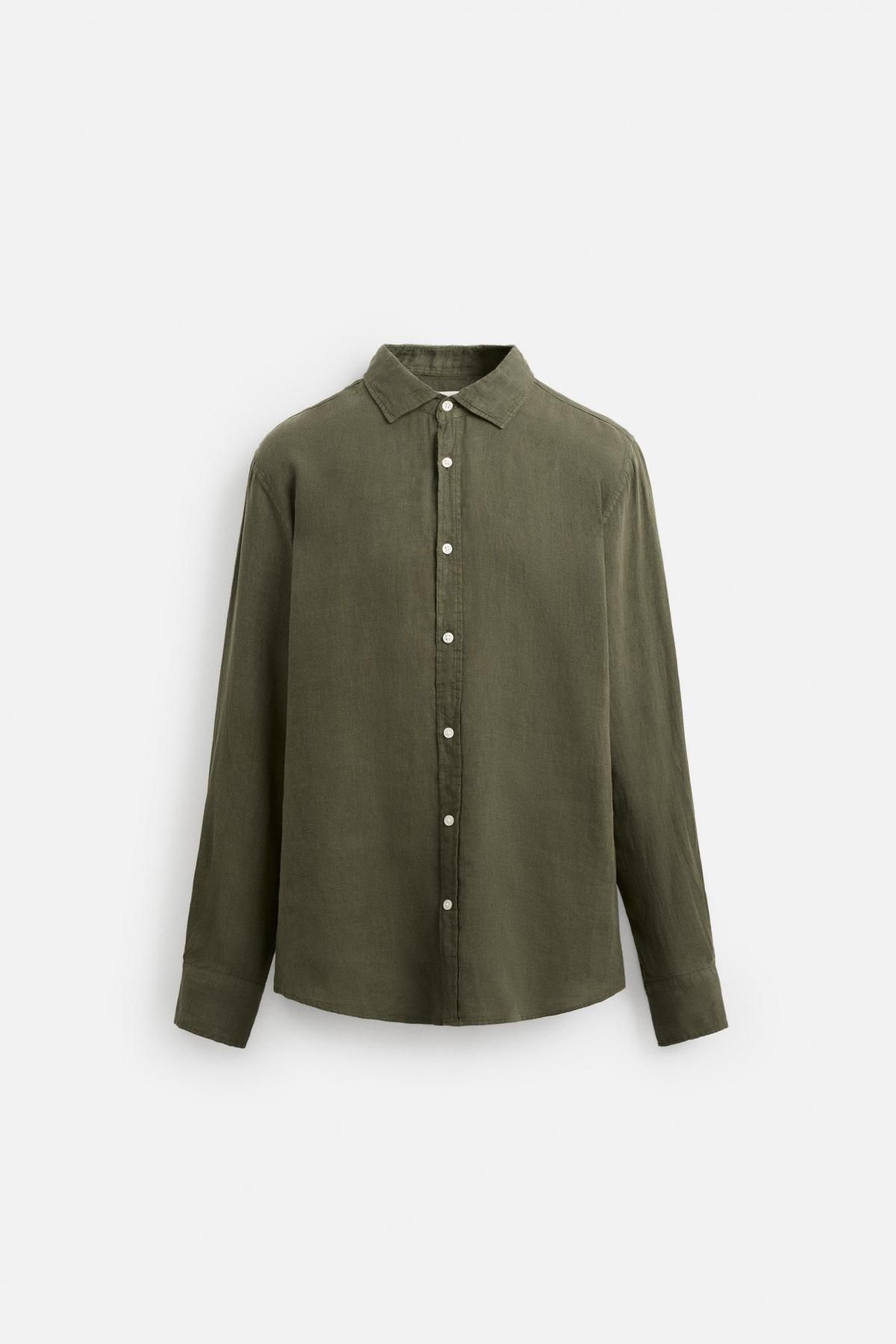 자라 린넨 클래식 긴팔 셔츠 3090/010 DARK OLIVE - 메인 이미지