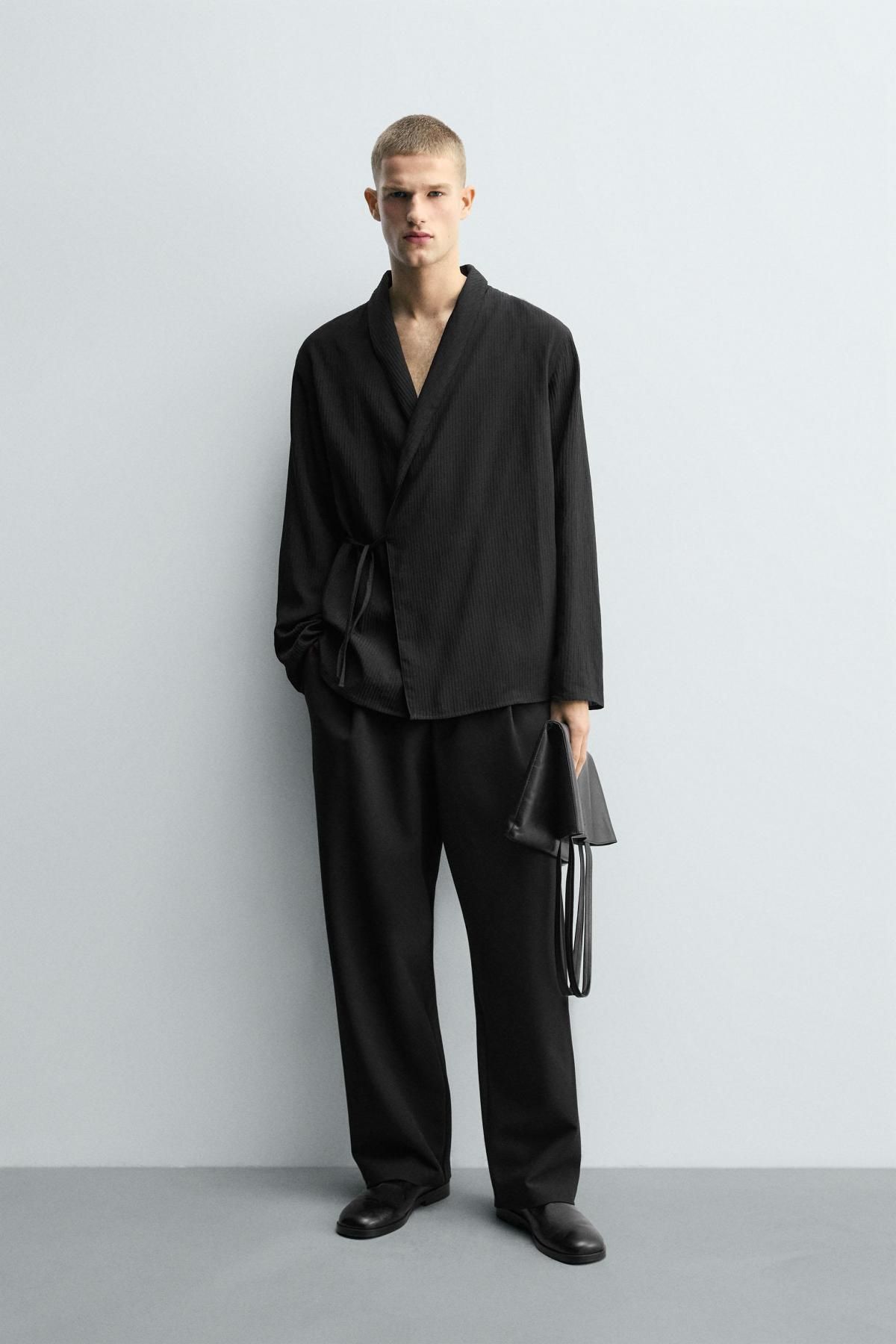 자라 텍스처 블랙 랩 긴팔 셔츠 0706/216 BLACK - 상세 이미지 2