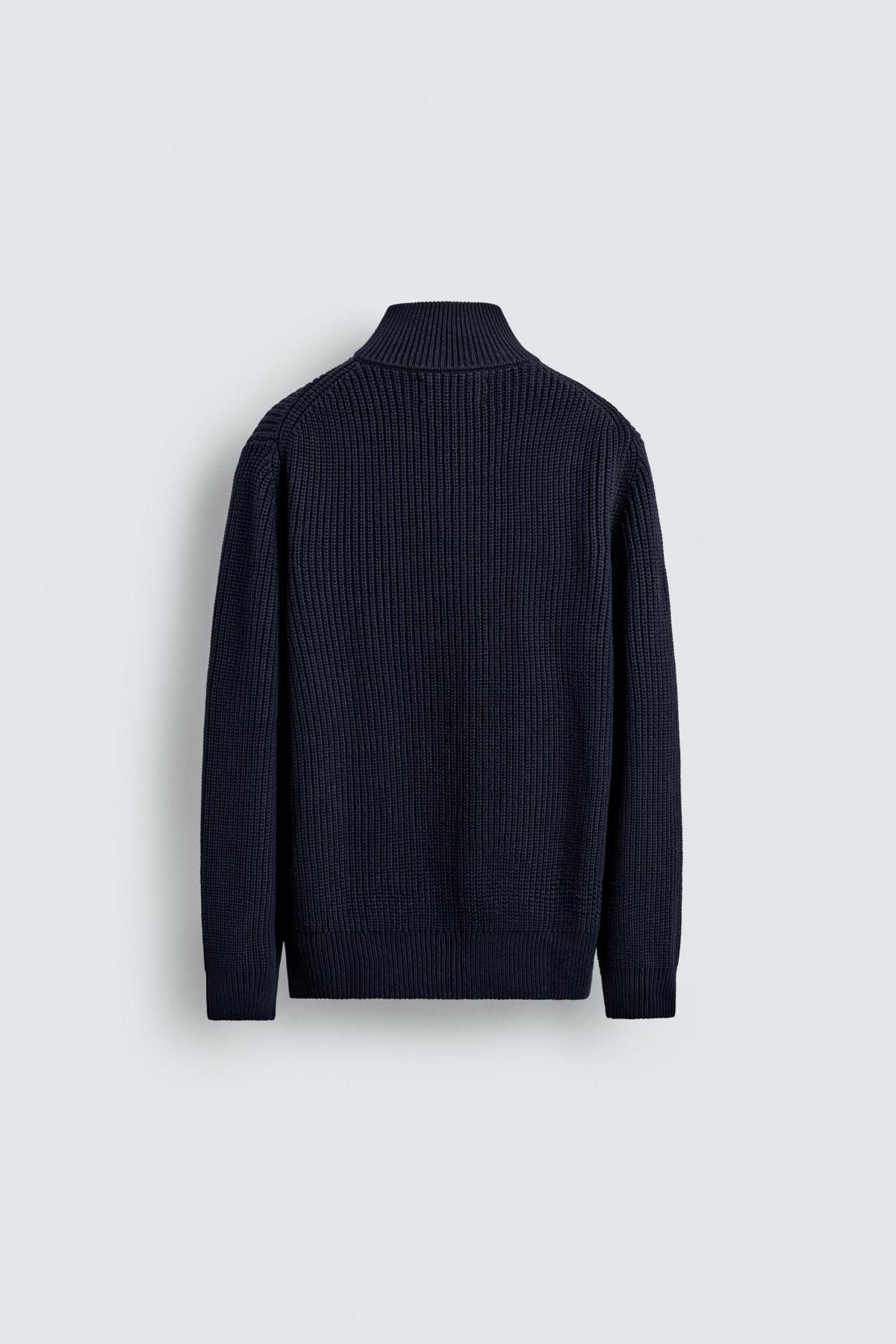 자라 하이넥 집업 니트 스웨터 9598/343 NAVY BLUE 이미지 7