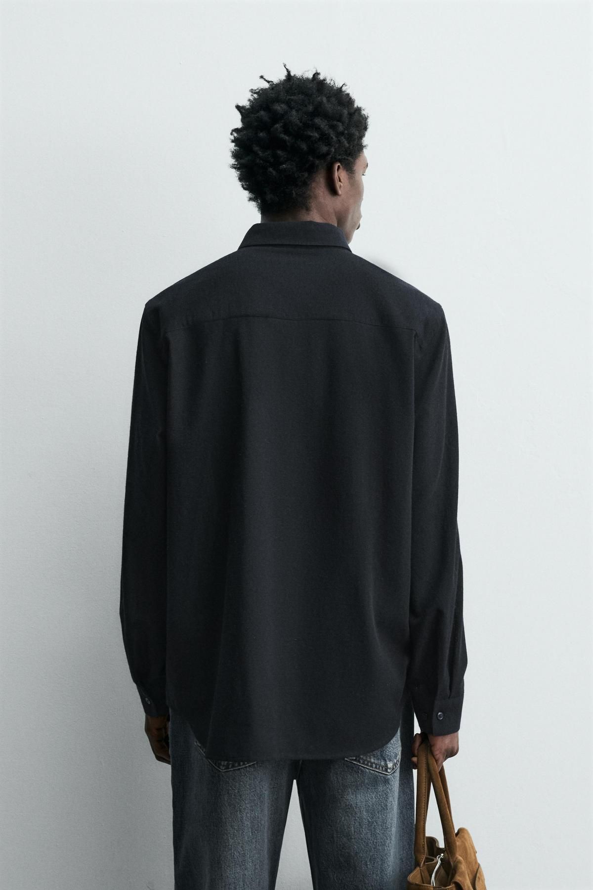 자라 텍스처 울 블렌드 긴팔 셔츠 9523/977 DARK NAVY - 상세 이미지 4