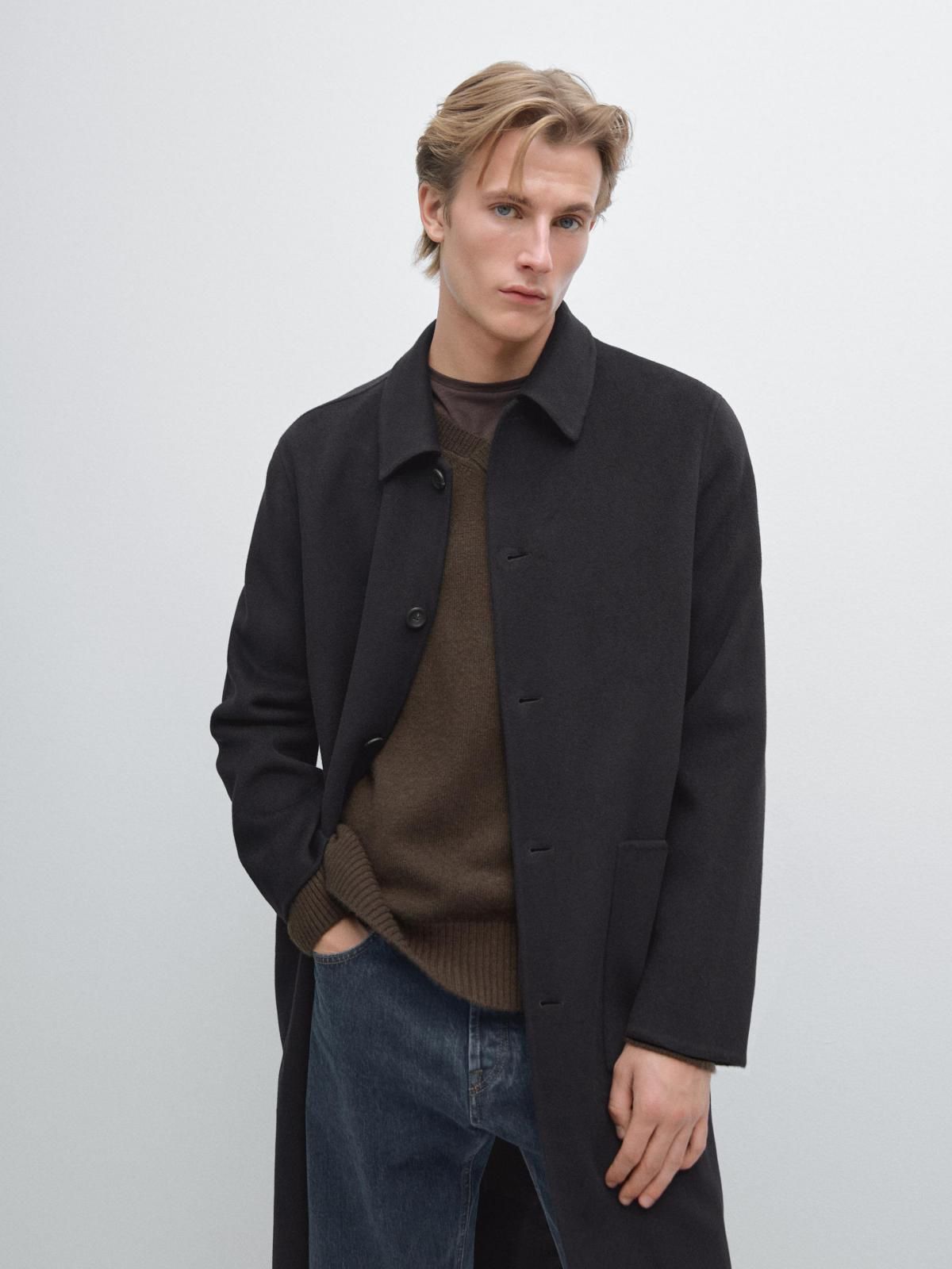 마시모두띠 프리미엄 캐시미어 싱글 롱 코트 2894/386 NAVY BLUE - 상세 이미지 3