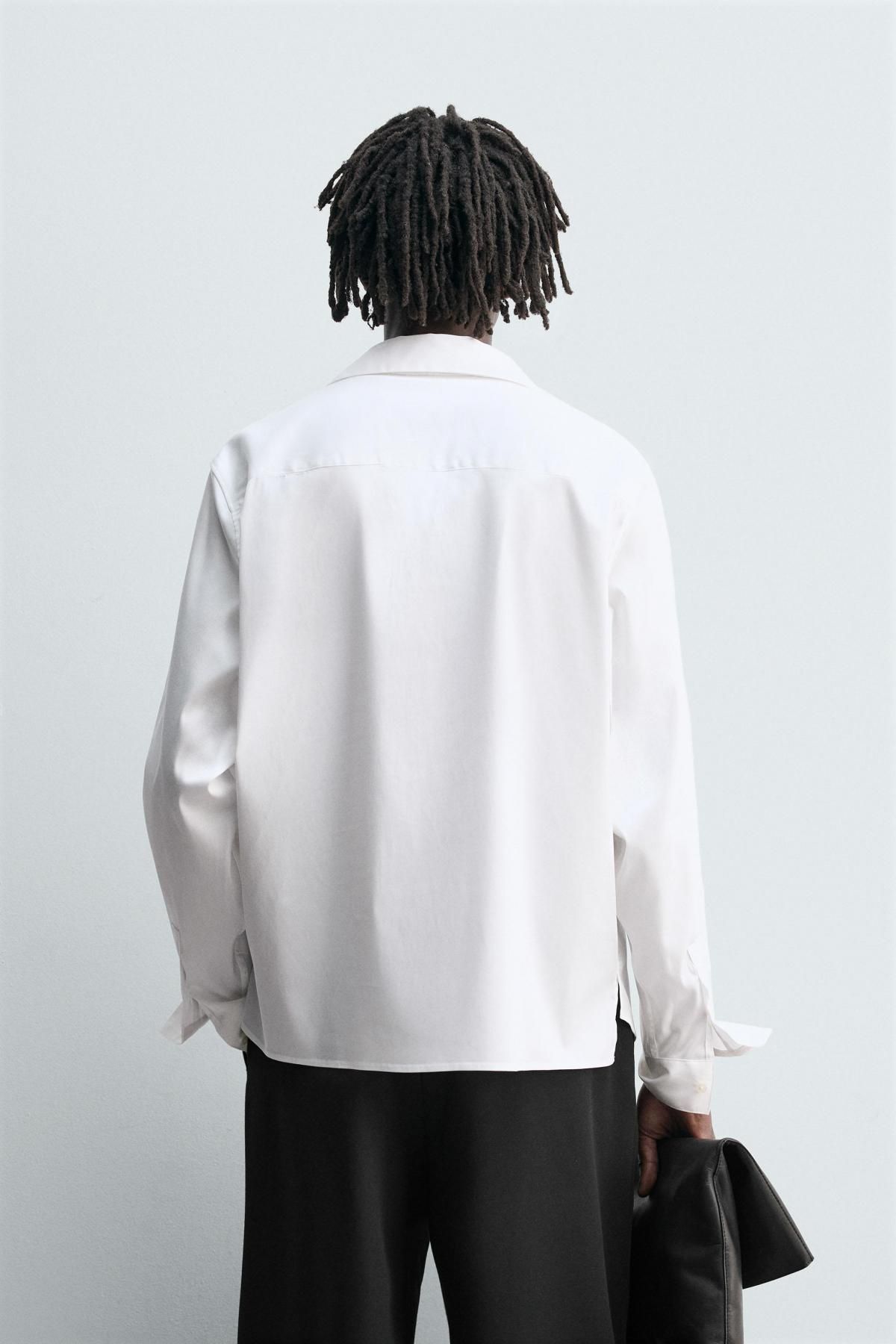자라 미니멀 플루이드 리오셀 블렌드 타이 긴팔 셔츠 6626/167 OYSTER-WHITE - 상세 이미지 4