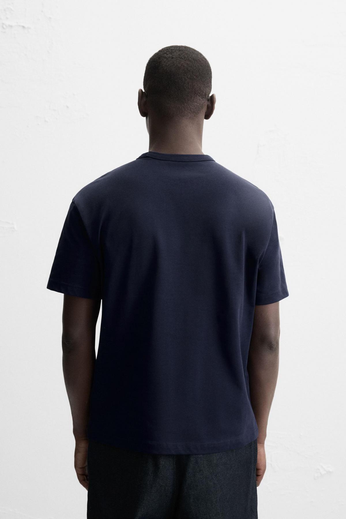 자라 헤비웨이트 네이비 골지 반팔 티셔츠 4087/300 NAVY BLUE - 상세 이미지 4