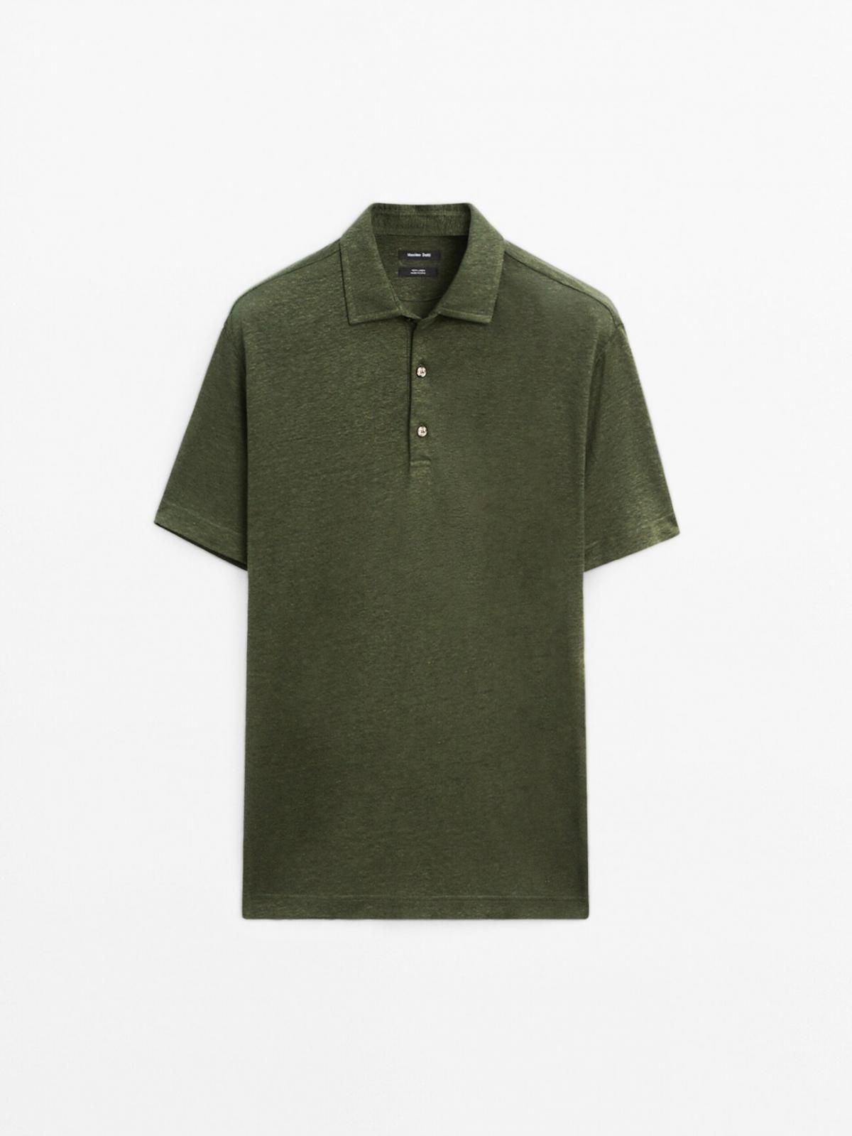 마시모두띠 100 리넨 프리미엄 반팔 폴로셔츠 0606/157 FADED GREEN - 상품 이미지