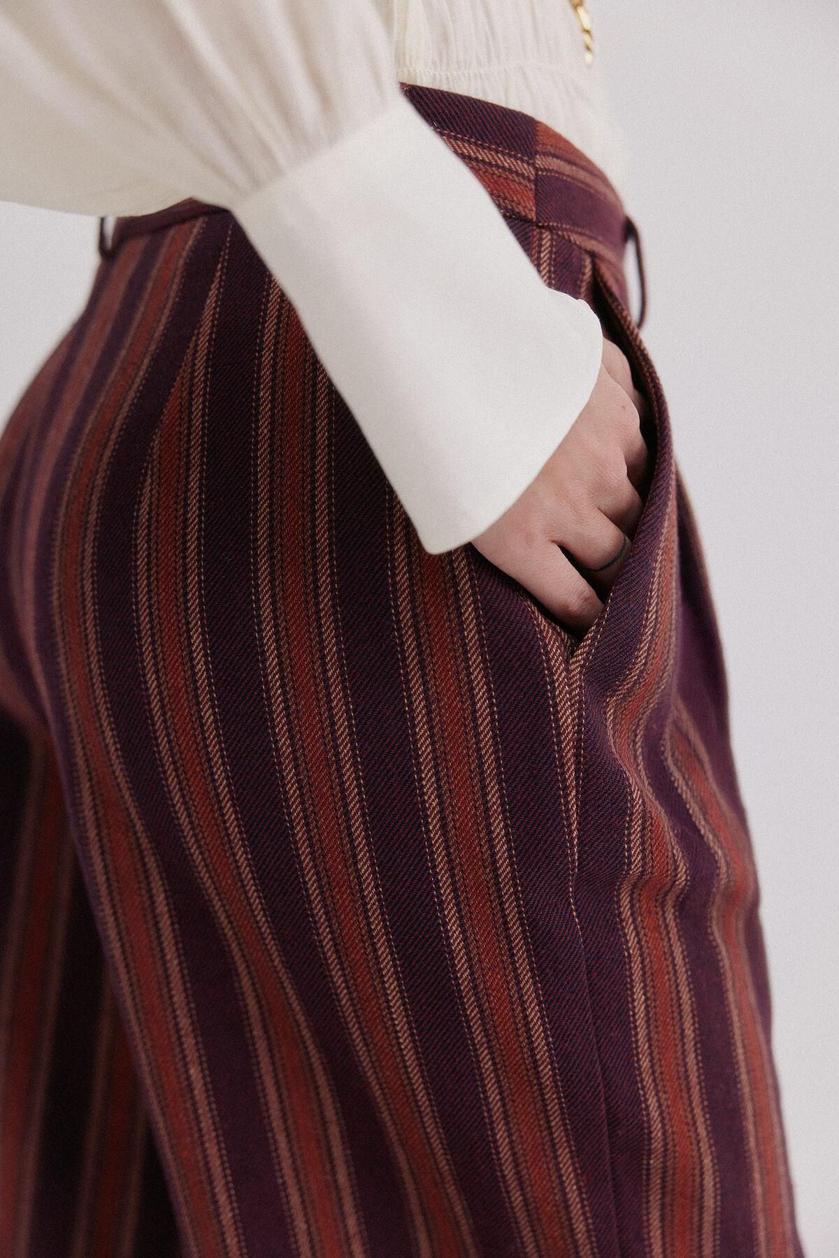 호스 인트로피아 스트라이프 와이드 슬랙스 팬츠 6542845 GRANATE - 상세 이미지 5