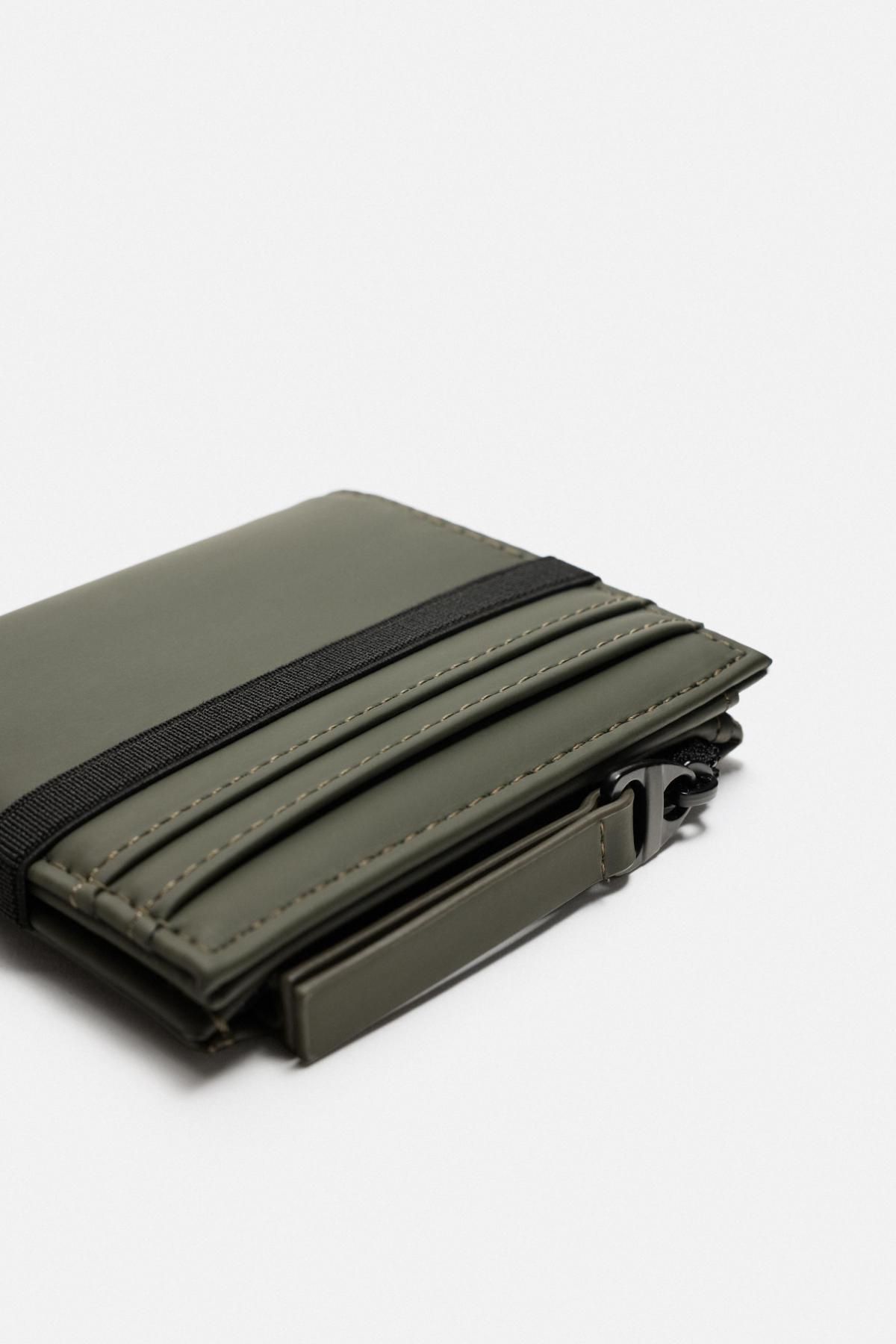 자라 러버라이즈 미니멀 코인포켓 반지갑 3801/620 KHAKI GREEN - 상세 이미지 3