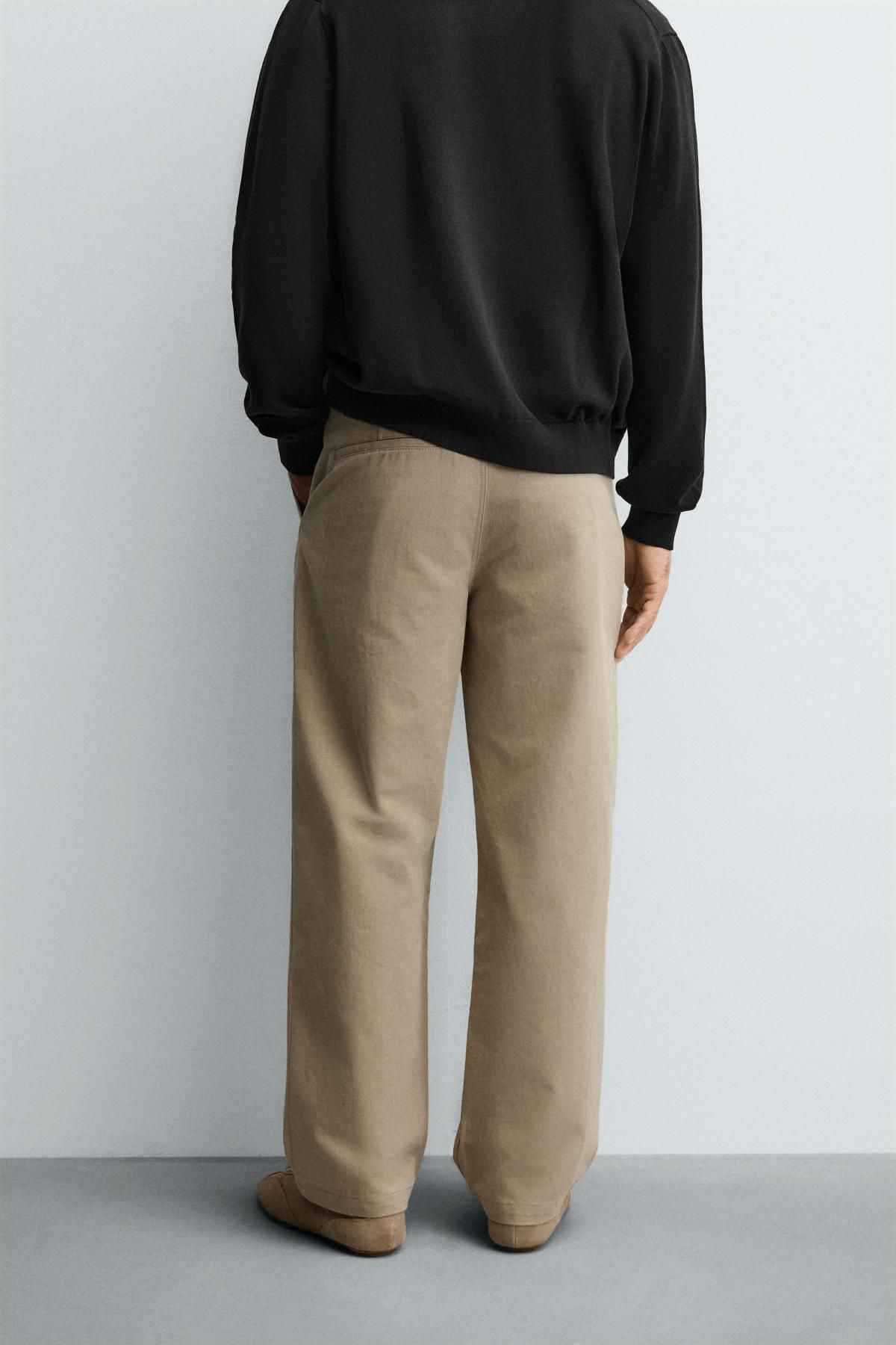 자라 미니멀 스트레이트핏 코튼 치노 팬츠 4391/304 BEIGE - 상세 이미지 3