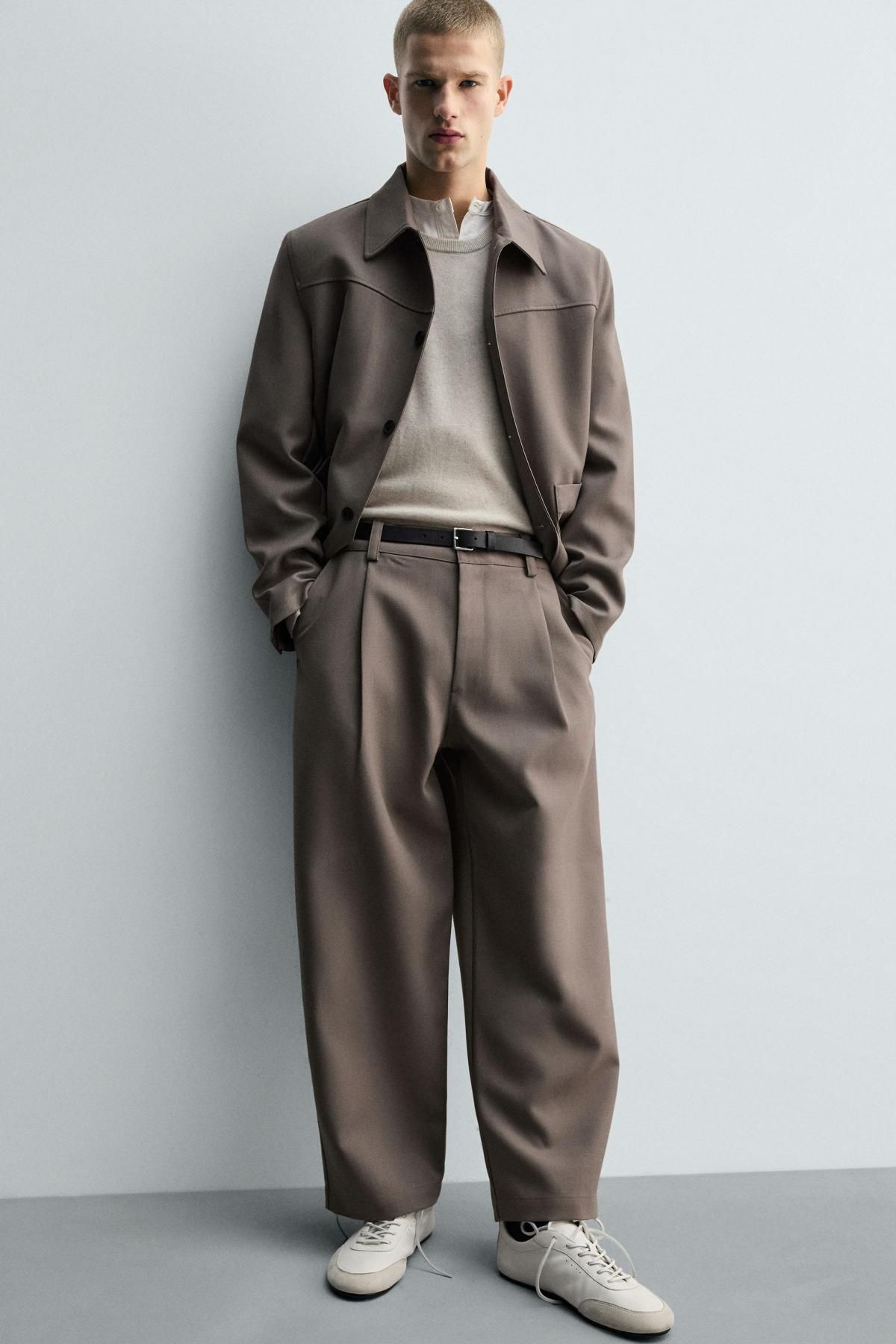 자라 미니멀 벌룬핏 테크니컬 울 와이드 슬랙스 팬츠 5854/180 MINK - 상세 이미지 5