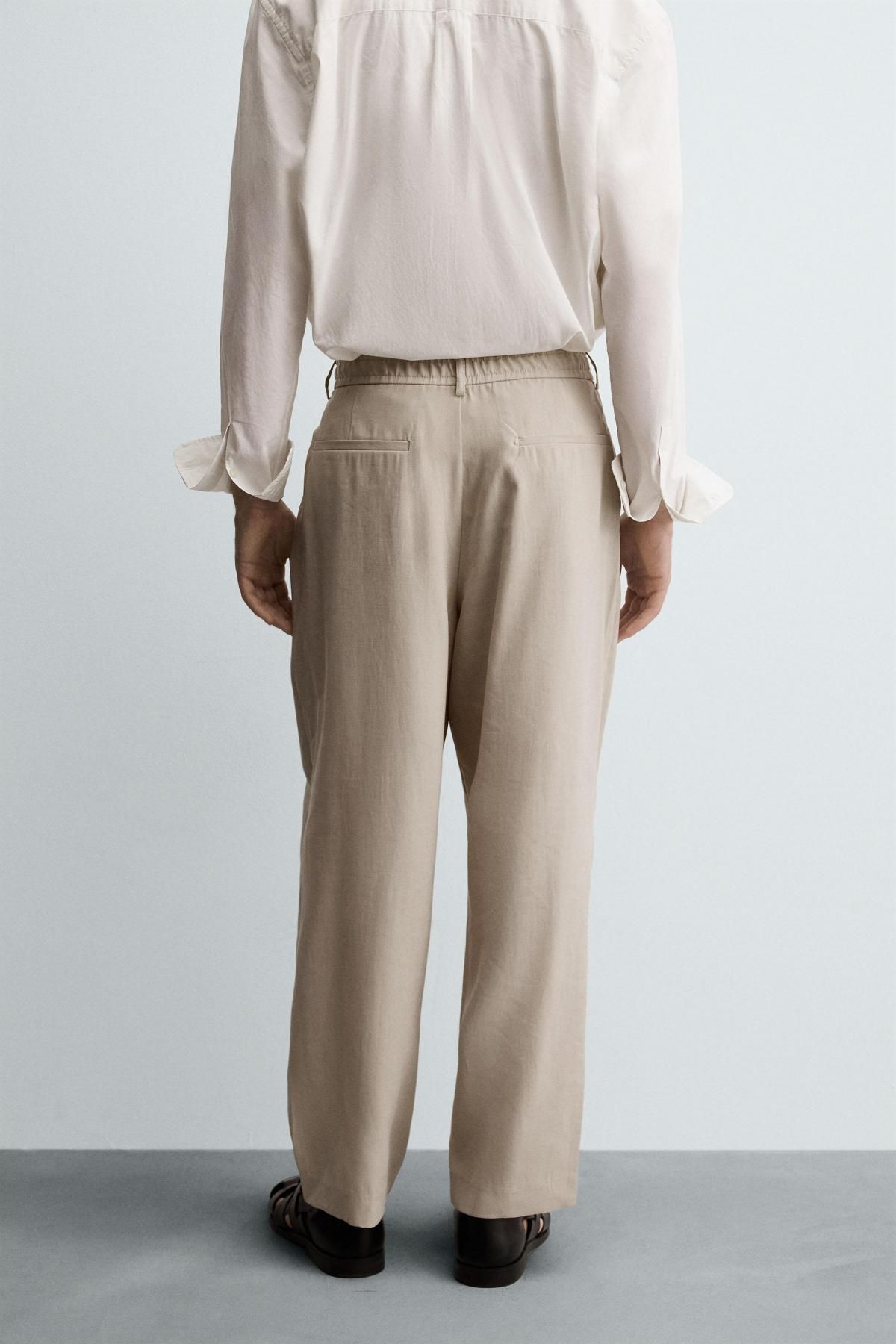 자라 와이드 릴랙스핏 플리츠 팬츠 0706/662 LIGHT BEIGE - 상세 이미지 3