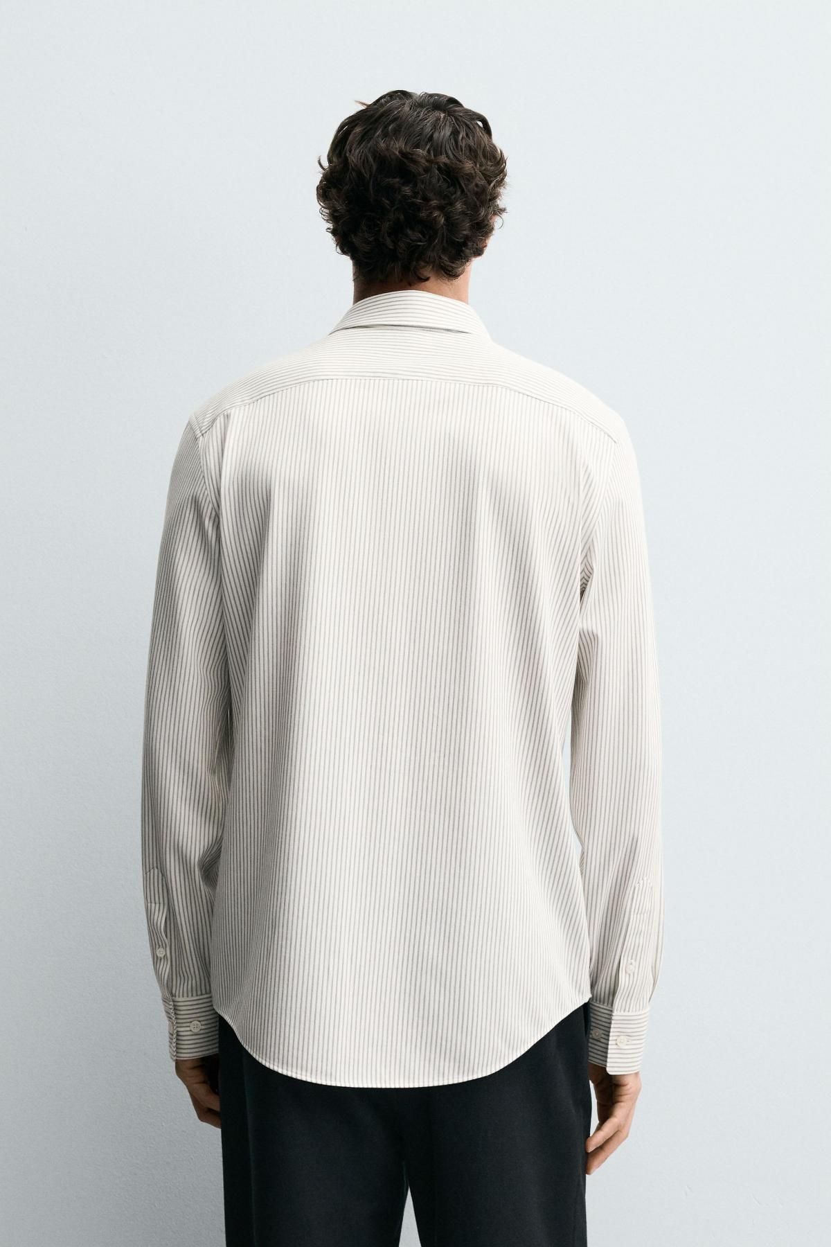 자라 논아이론 테크니컬 레귤러핏 긴팔 셔츠 4493/144 WHITE / GREY - 상세 이미지 4