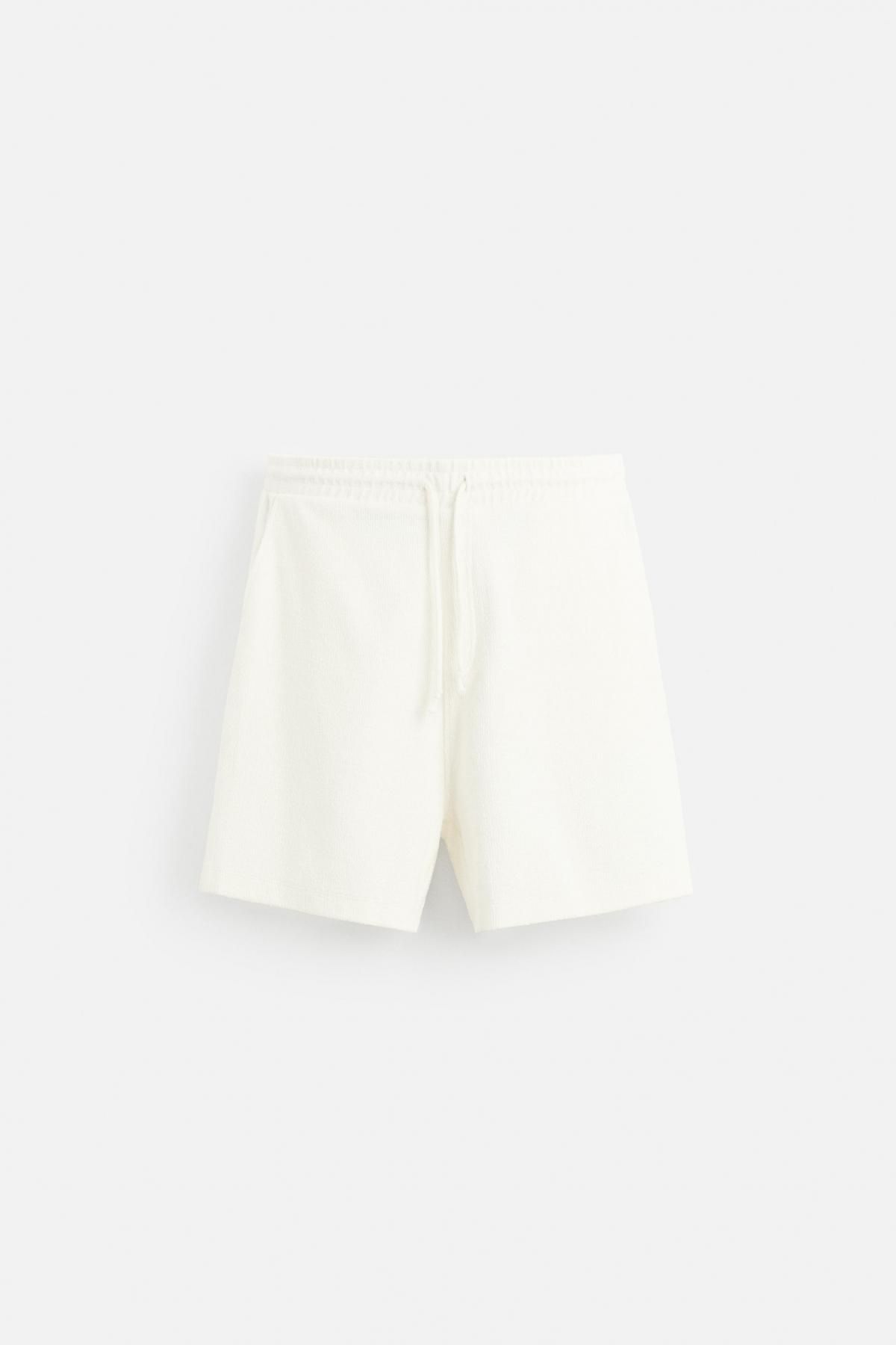 자라 브러쉬드 텍스처 조거 버뮤다 반바지 0526/304 OYSTER-WHITE - 메인 이미지
