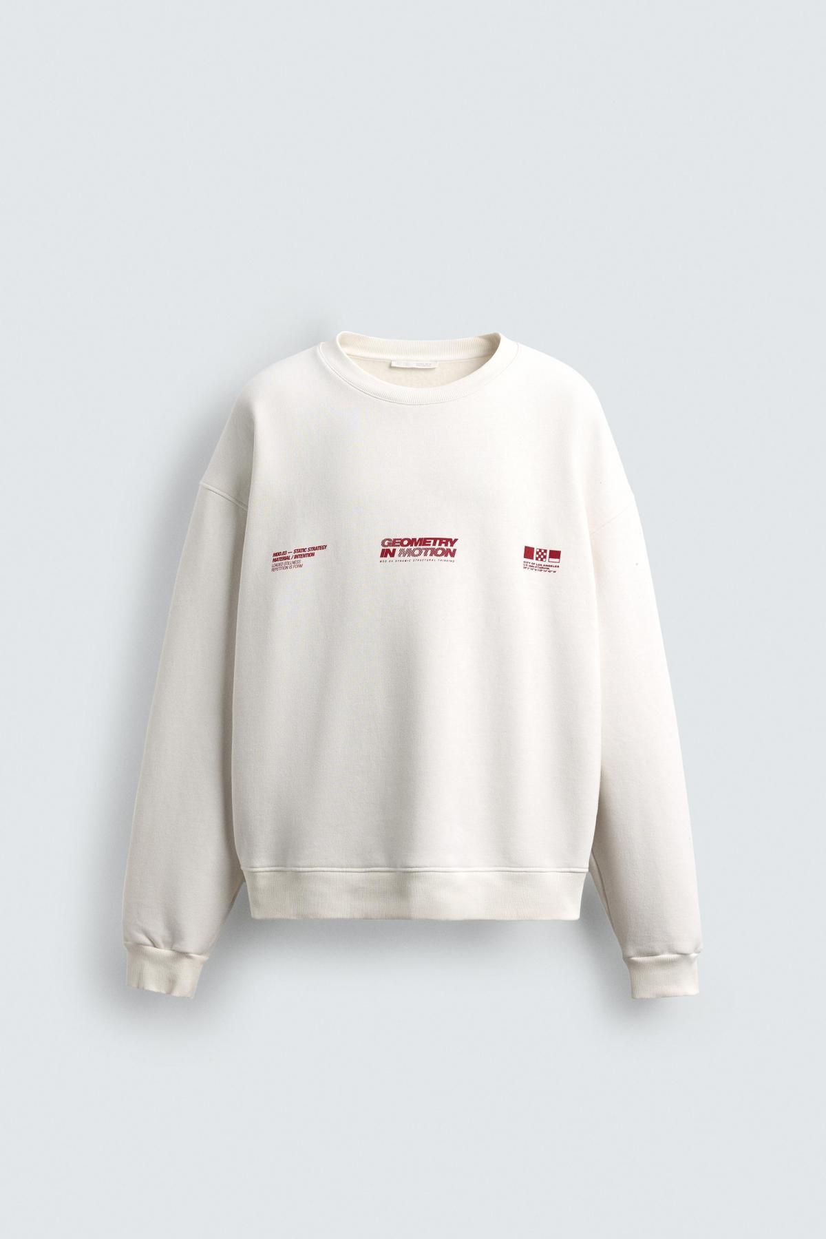 자라 레터링 라운드넥 긴팔 스웨트셔츠 6264/300 OYSTER-WHITE - 메인 이미지