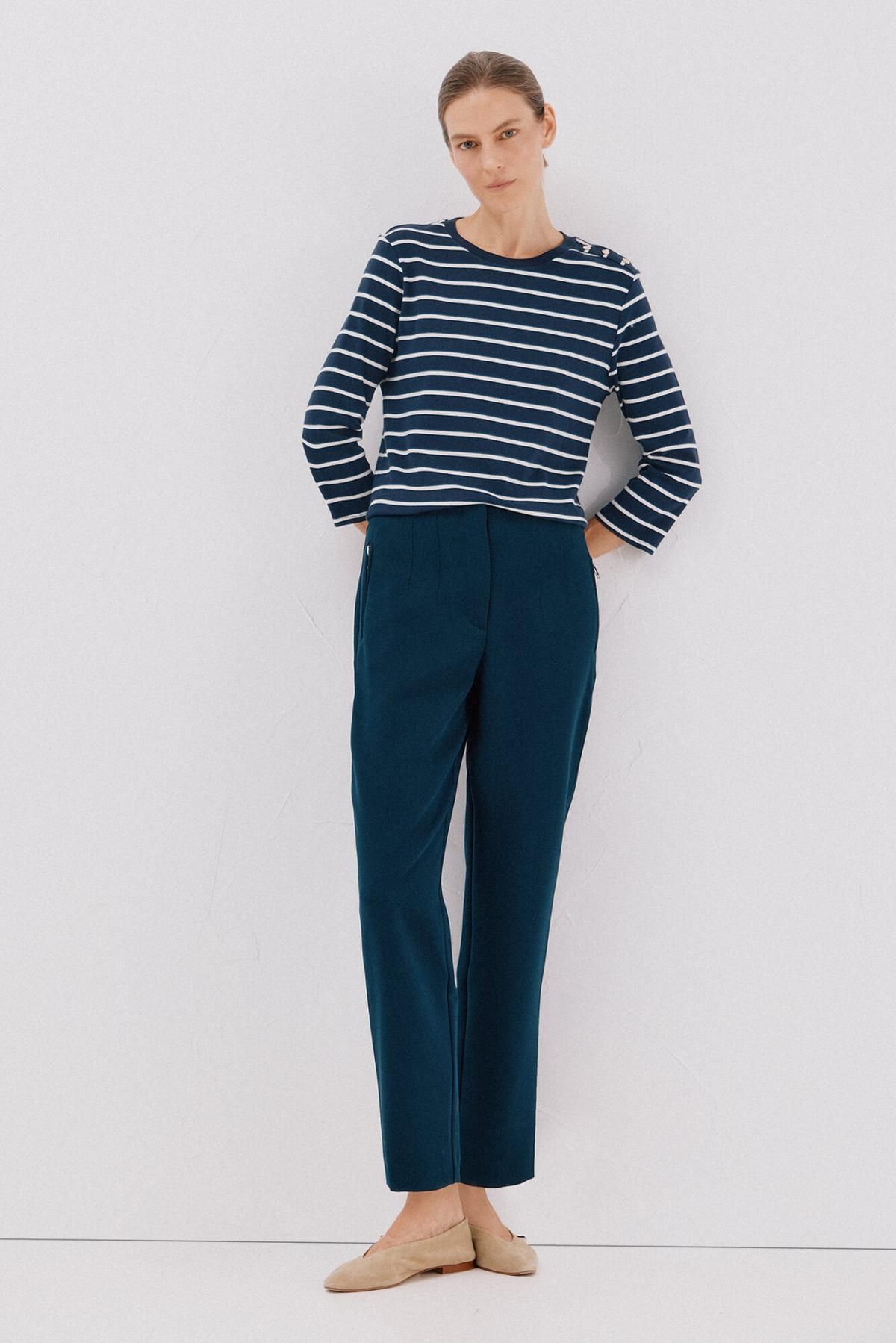 꼬르떼피엘 테크니컬 하이웨이스트 슬림핏 팬츠 6142022 AZUL MARINO - 상세 이미지 3